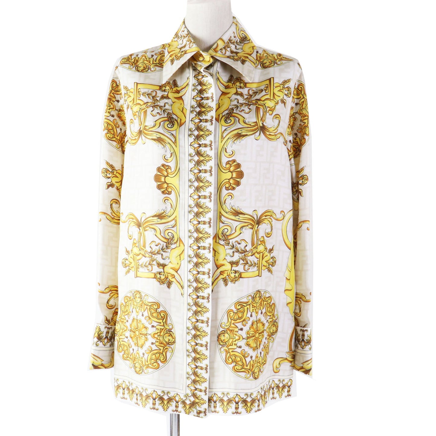 FENDI Long sleeve shirt FS7891 Main: 100% silk light beige Women 36