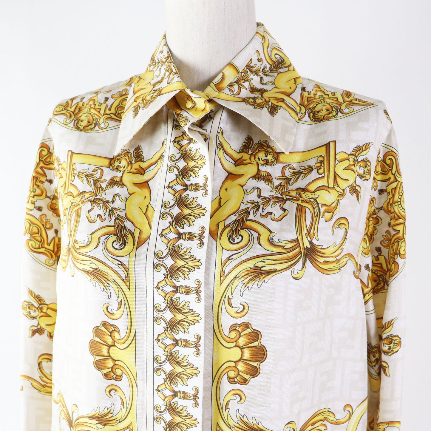 FENDI Long sleeve shirt FS7891 Main: 100% silk light beige Women 36