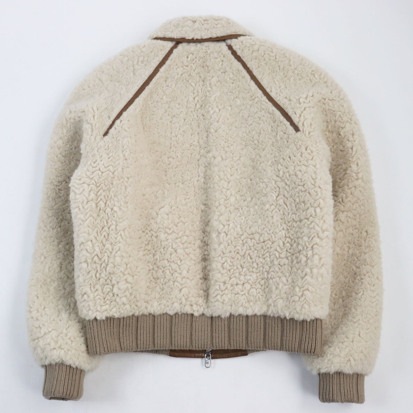 FENDI Blouson FW1163 Outer: 57% wool, Outer: 43% alpaca, Part: leather, Part: 100% wool, Lining: 100% cupra, Filling: 100% polyester Beige brown mens 46