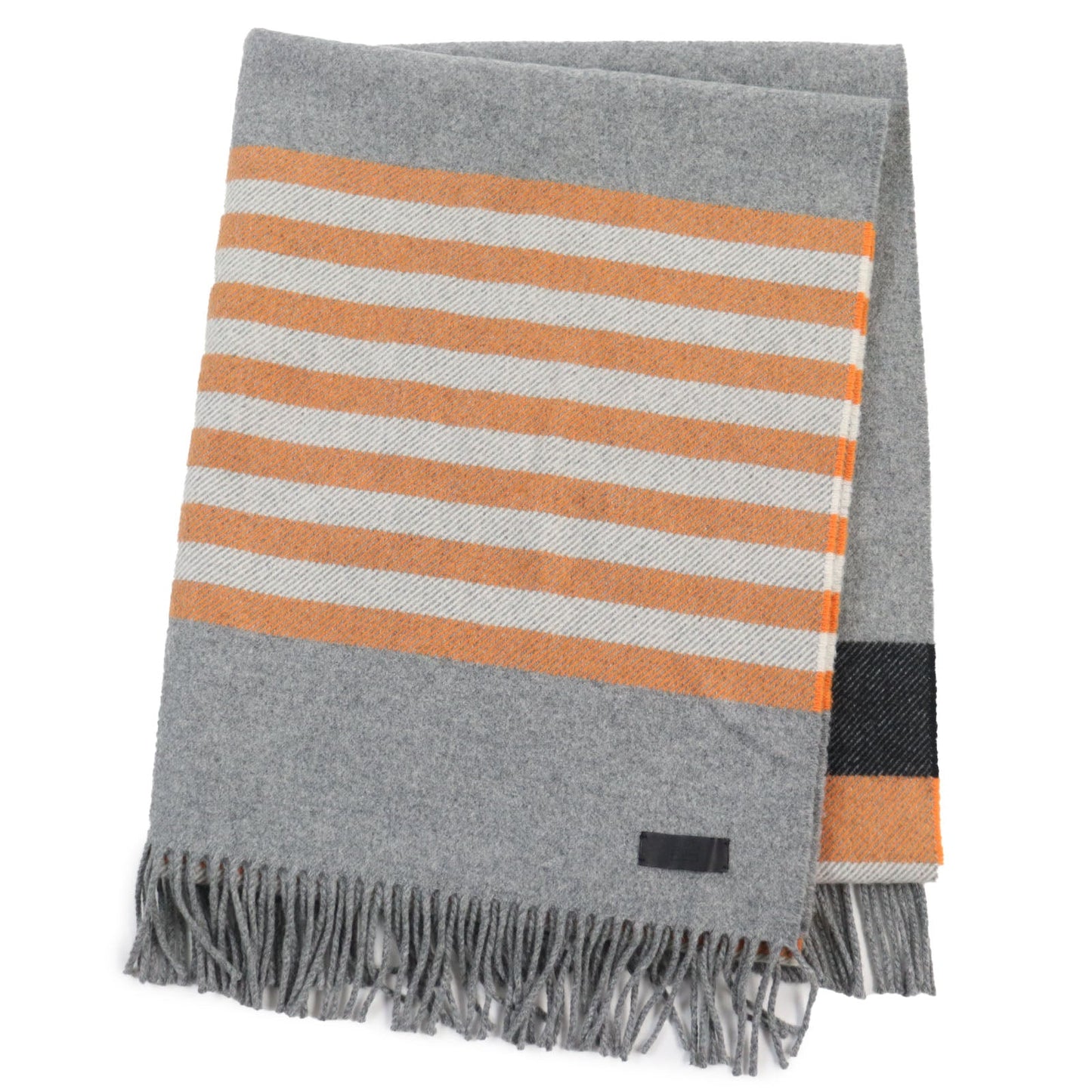 HERMES Scarf Main: 100% cashmere, part: leather Gray type Orange mens