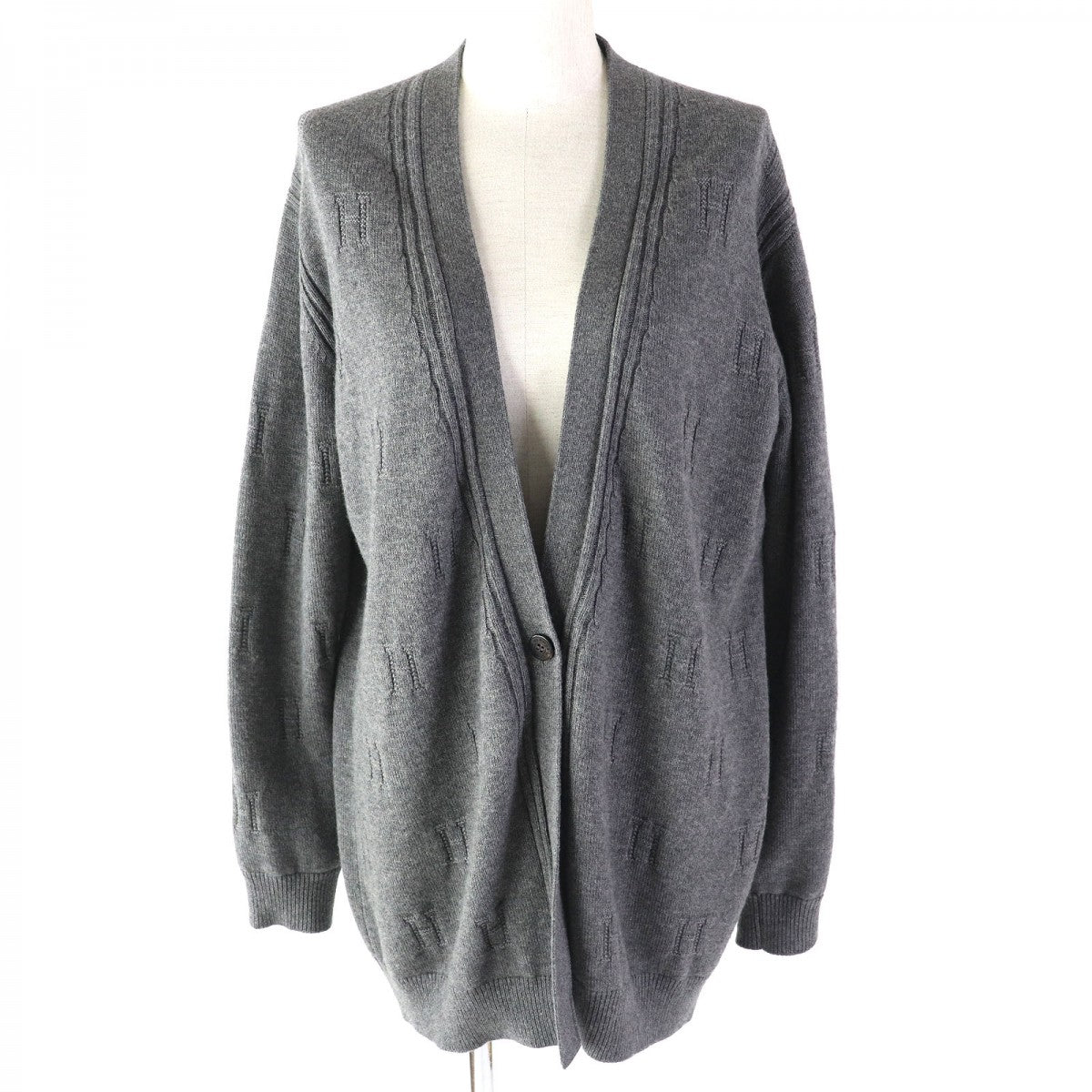 HERMES cardigan 97-7704 Main: 100% wool gray Women 40