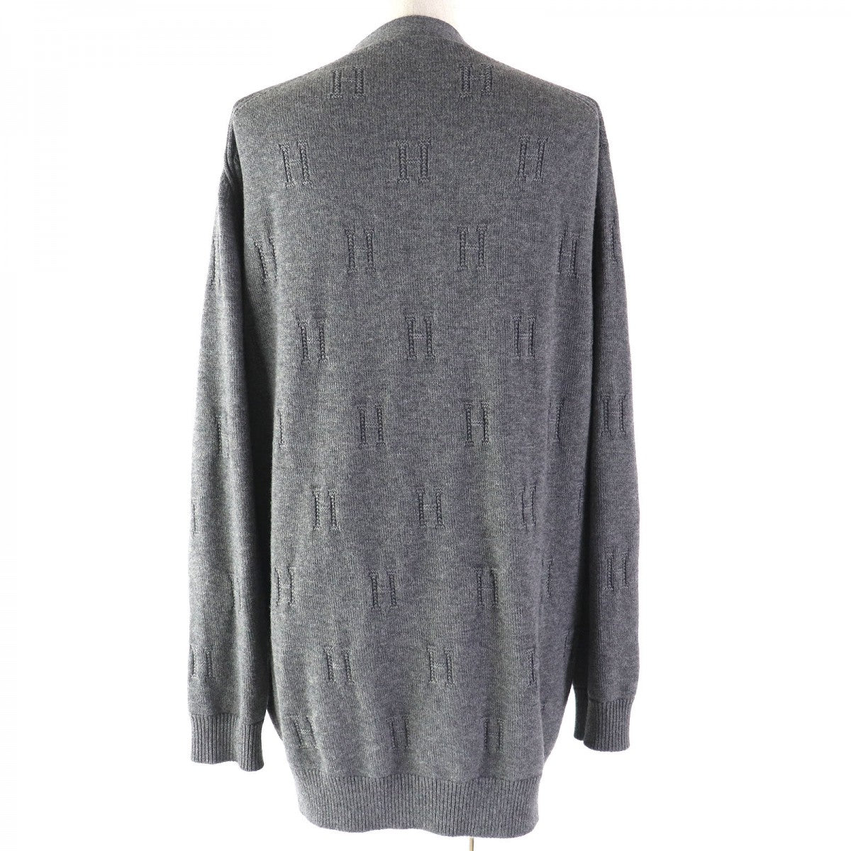 HERMES cardigan 97-7704 Main: 100% wool gray Women 40