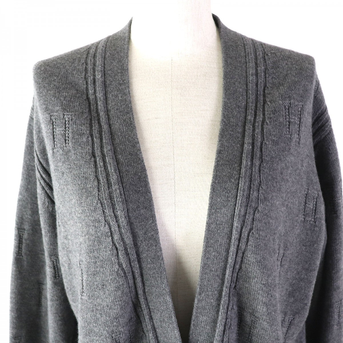 HERMES cardigan 97-7704 Main: 100% wool gray Women 40