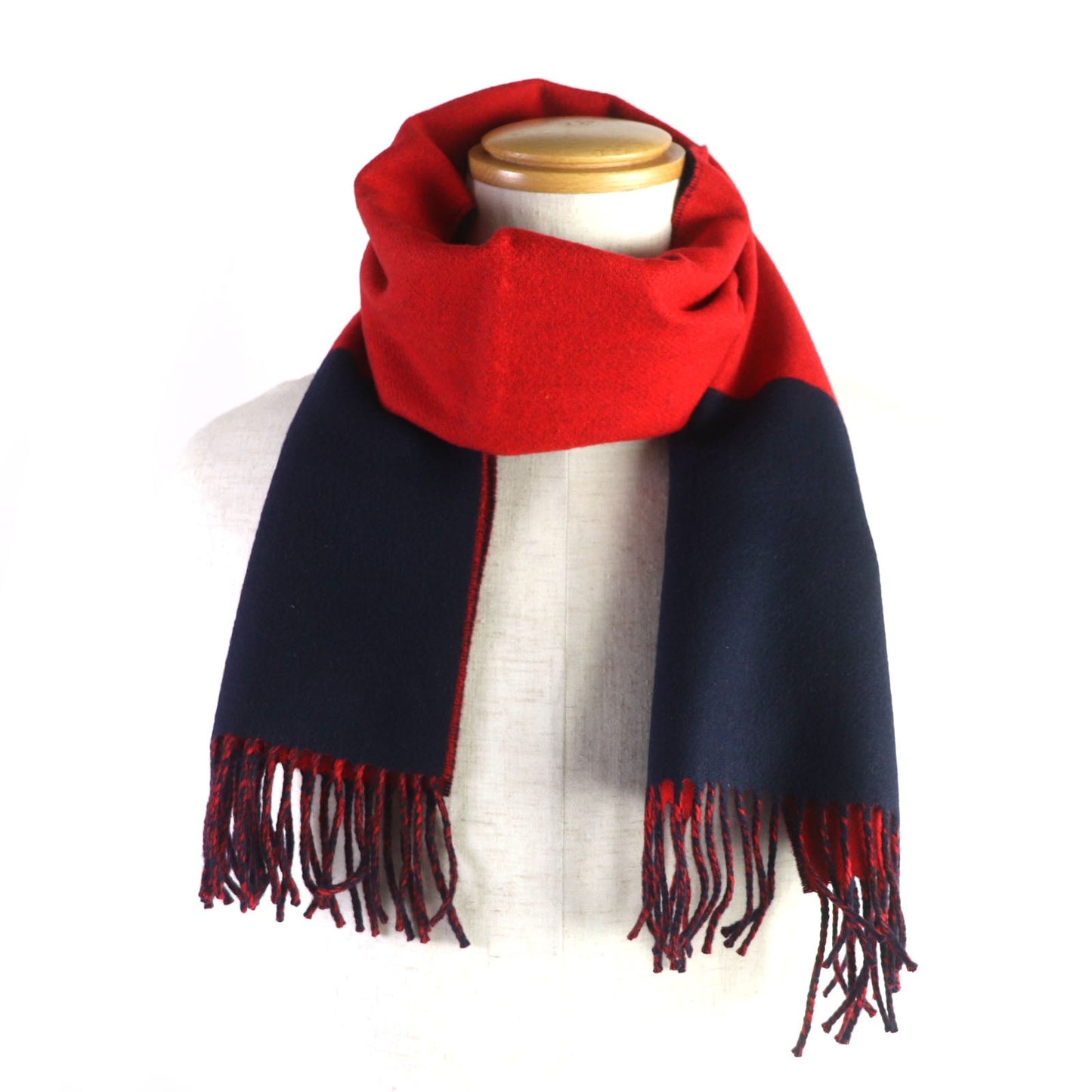 HERMES Scarf H258091S Main: 100% cashmere MARINE/ROUGE mens