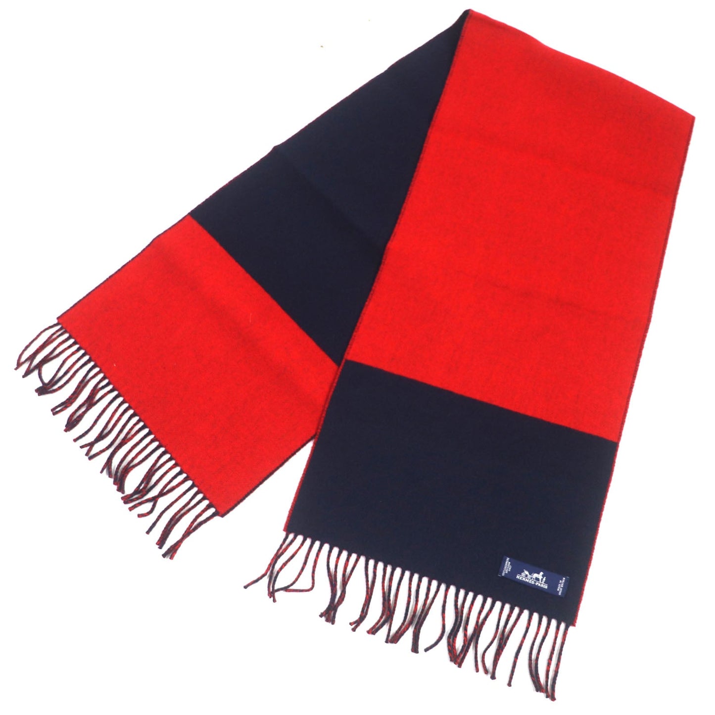 HERMES Scarf H258091S Main: 100% cashmere MARINE/ROUGE mens