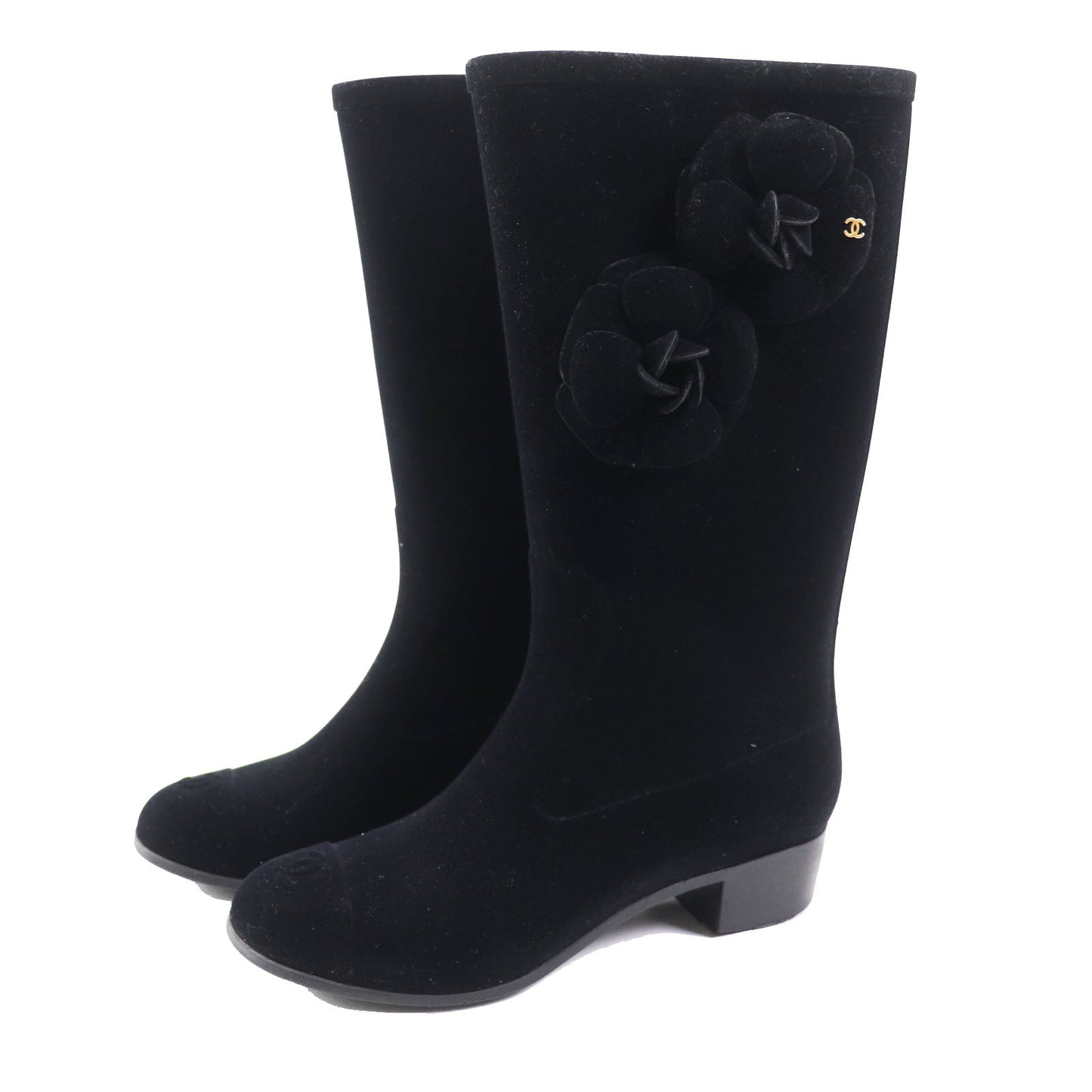 CHANEL boots Velor black Women 35