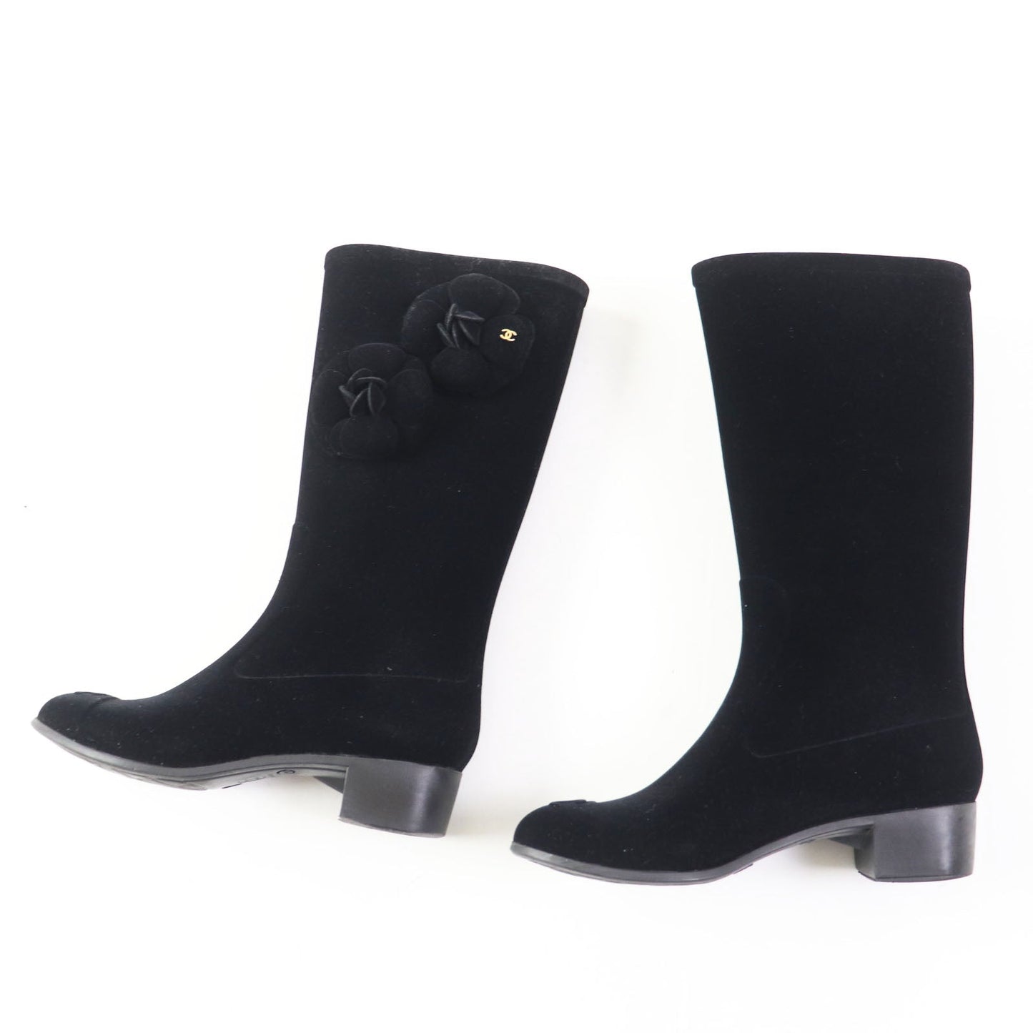 CHANEL boots Velor black Women 35
