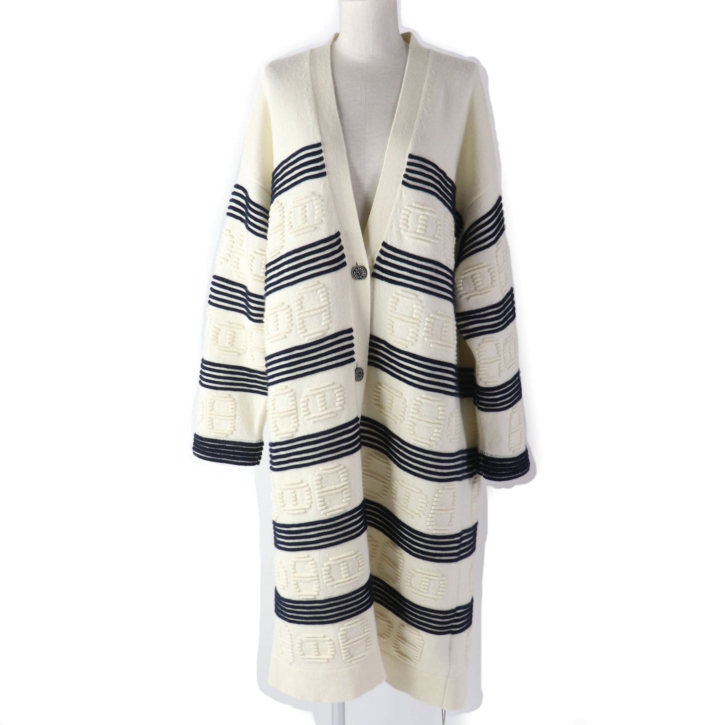 HERMES cardigan 3E2102D2 Main: 64% cashmere, Main: 36% cotton Ivory navy Women 38