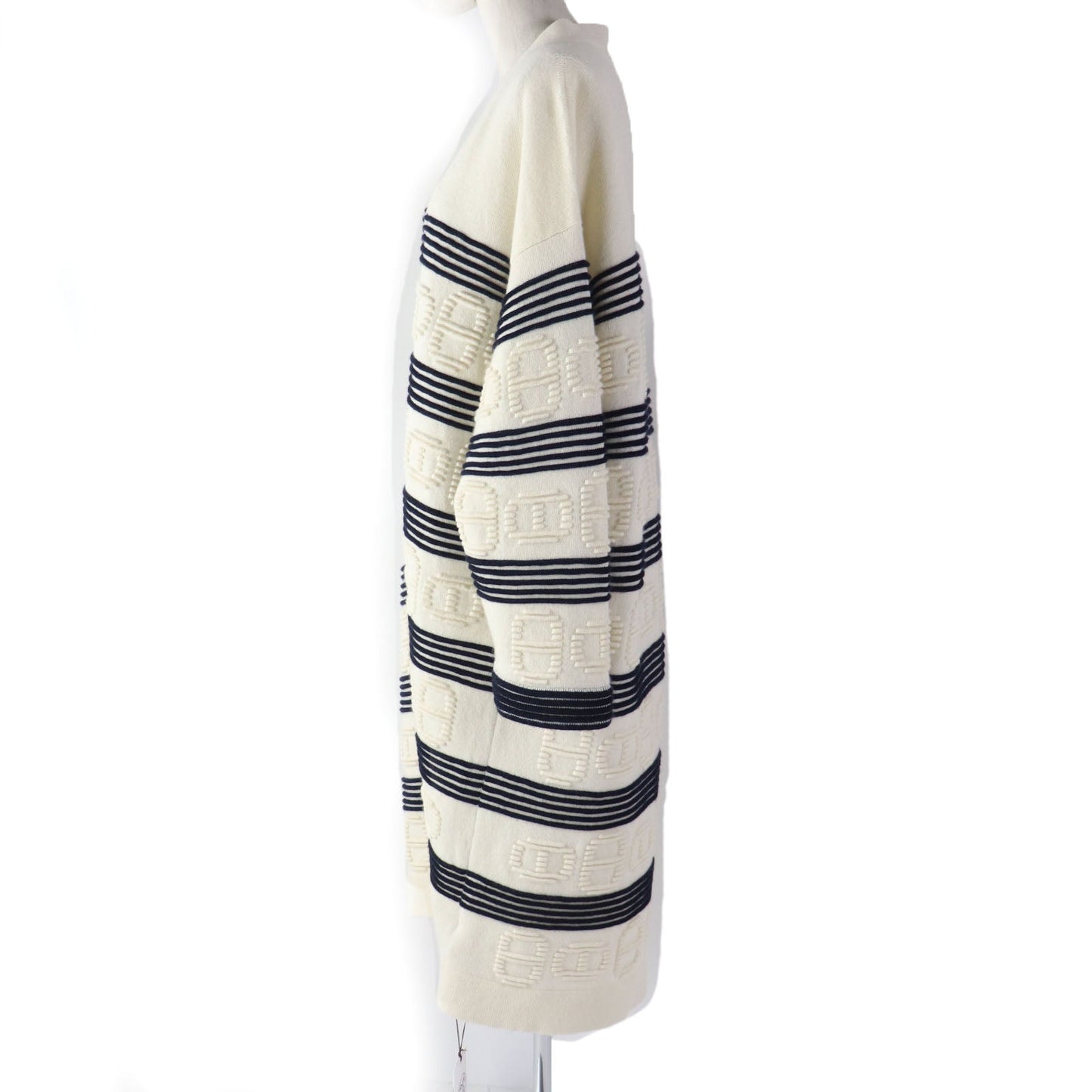 HERMES cardigan 3E2102D2 Main: 64% cashmere, Main: 36% cotton Ivory navy Women 38