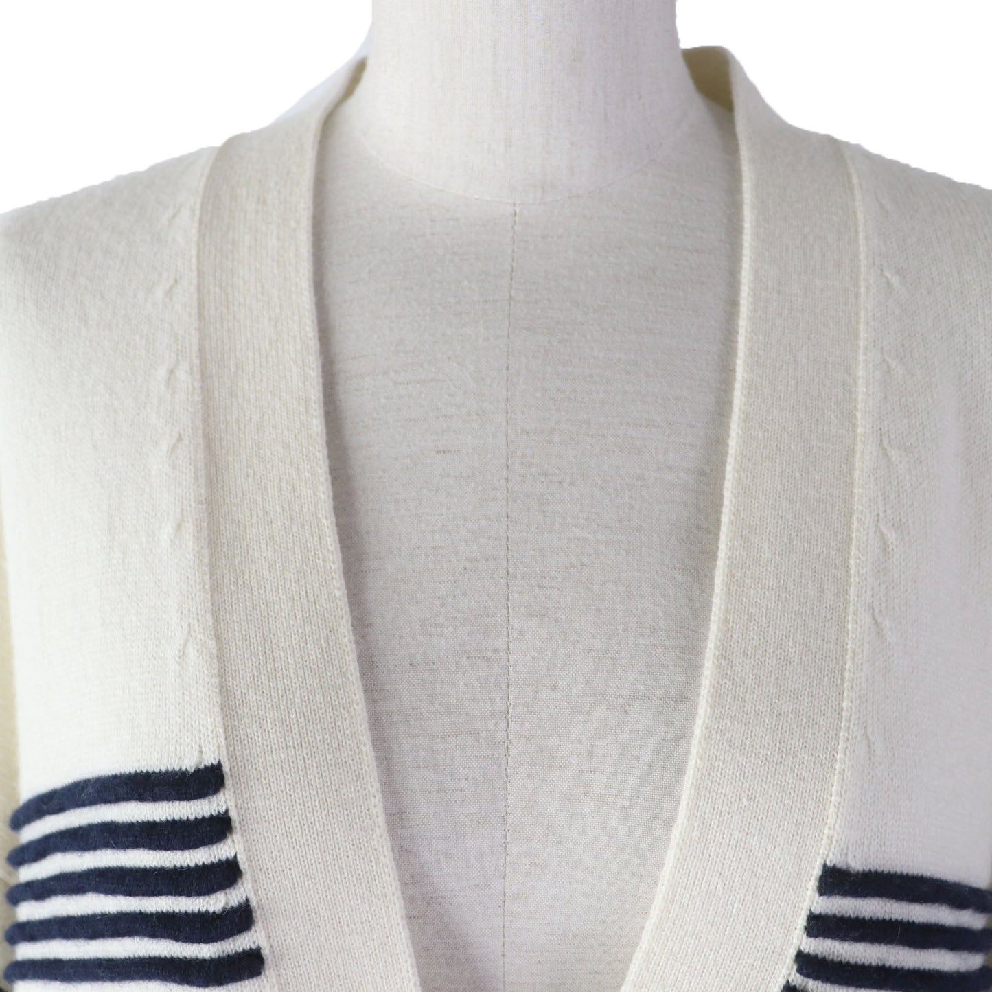 HERMES cardigan 3E2102D2 Main: 64% cashmere, Main: 36% cotton Ivory navy Women 38