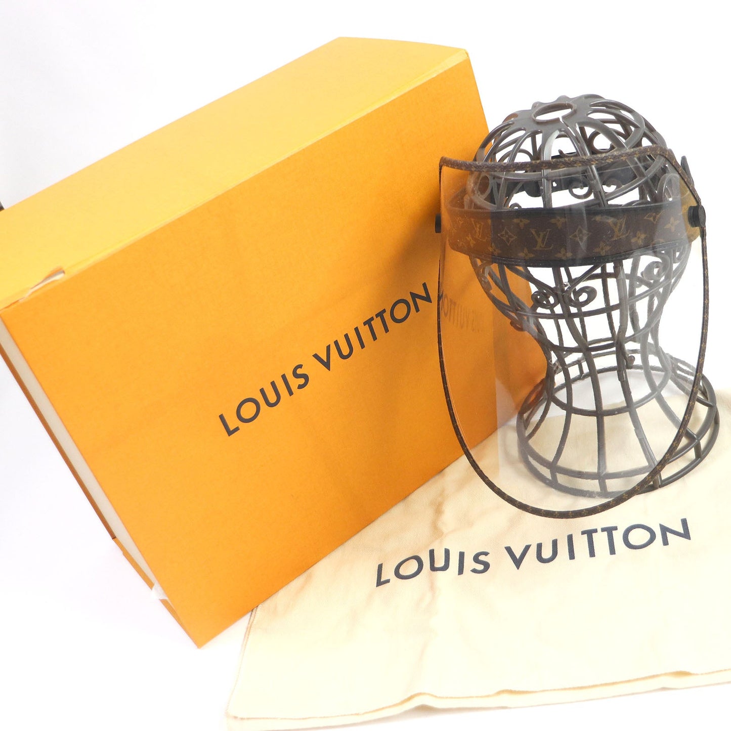 LOUIS VUITTON Sun visor M76727 Part: Monogram canvas Brown clear Bijou LV Shield Women