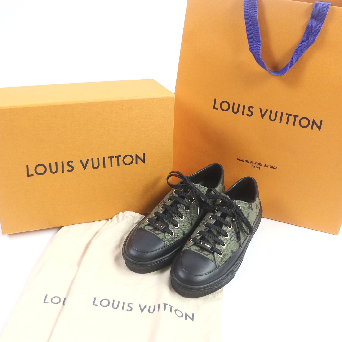LOUIS VUITTON Low cut sneakers Main: Leather, Main: Canvas khaki Stellar Line Women 36