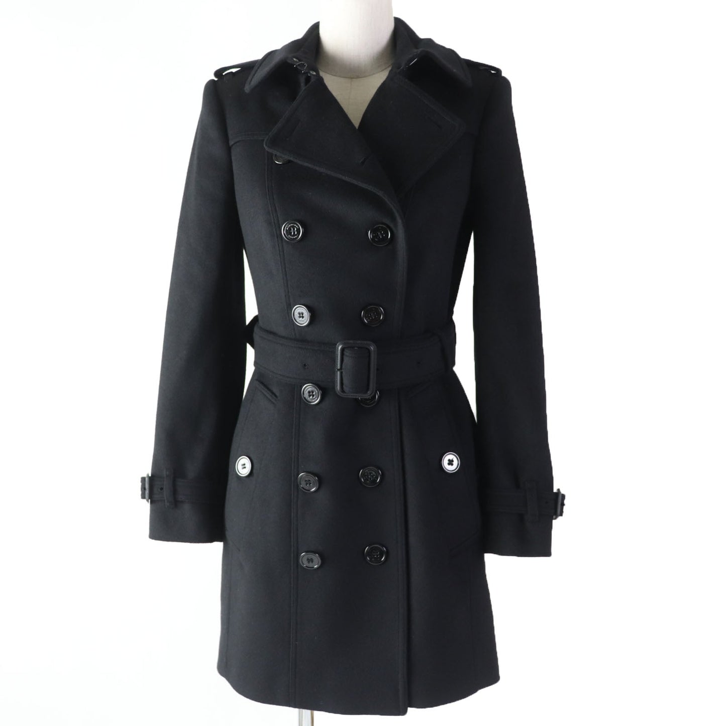 BURBERRY trench coat Main: 80% wool, Main: 20% cashmere, Lining: 50% acetate, Lining: 50% viscose (rayon), Sleeve lining: 60% acetate, : 40% cupra black Women 34