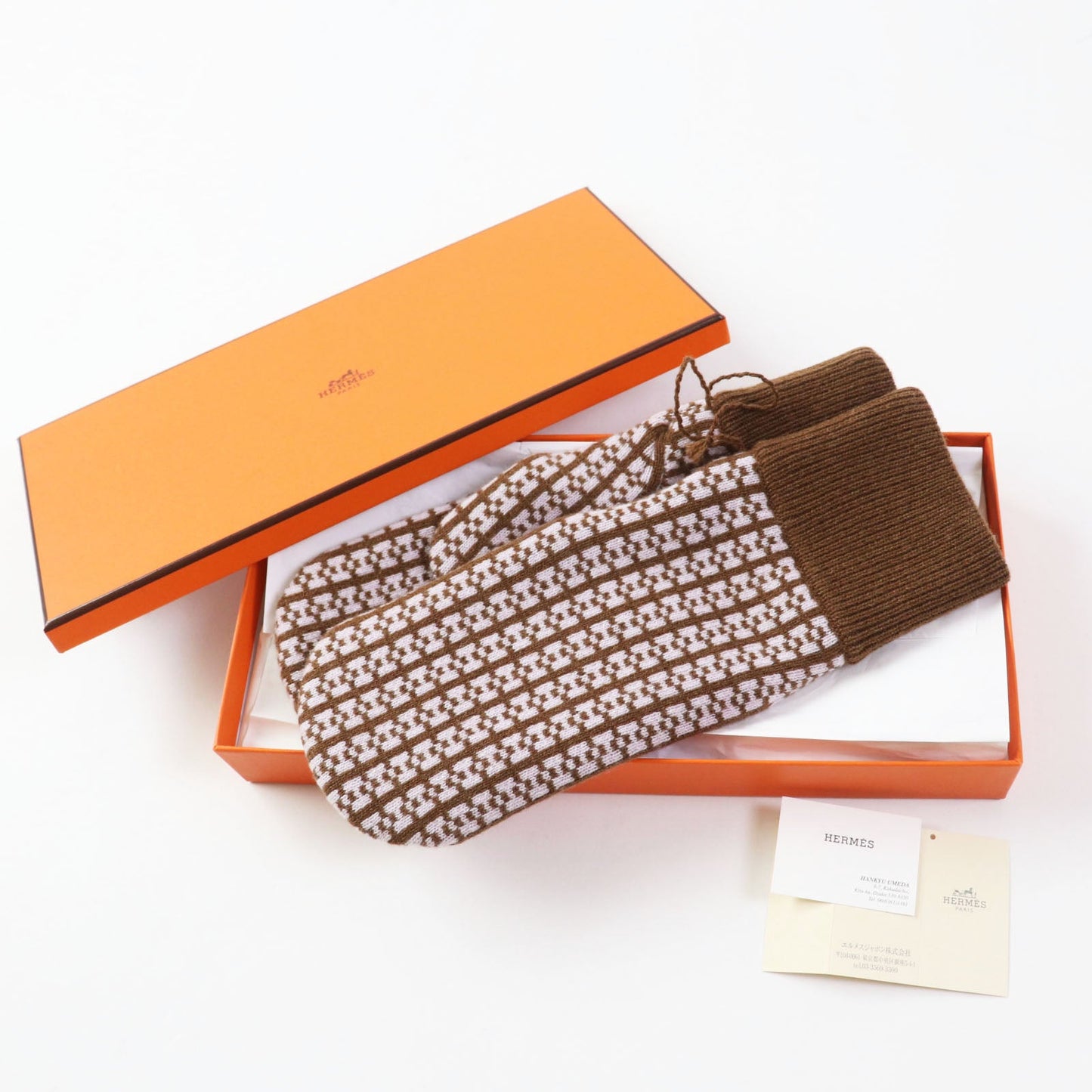 HERMES gloves Main: 100% cashmere Brown pink Hope Women M