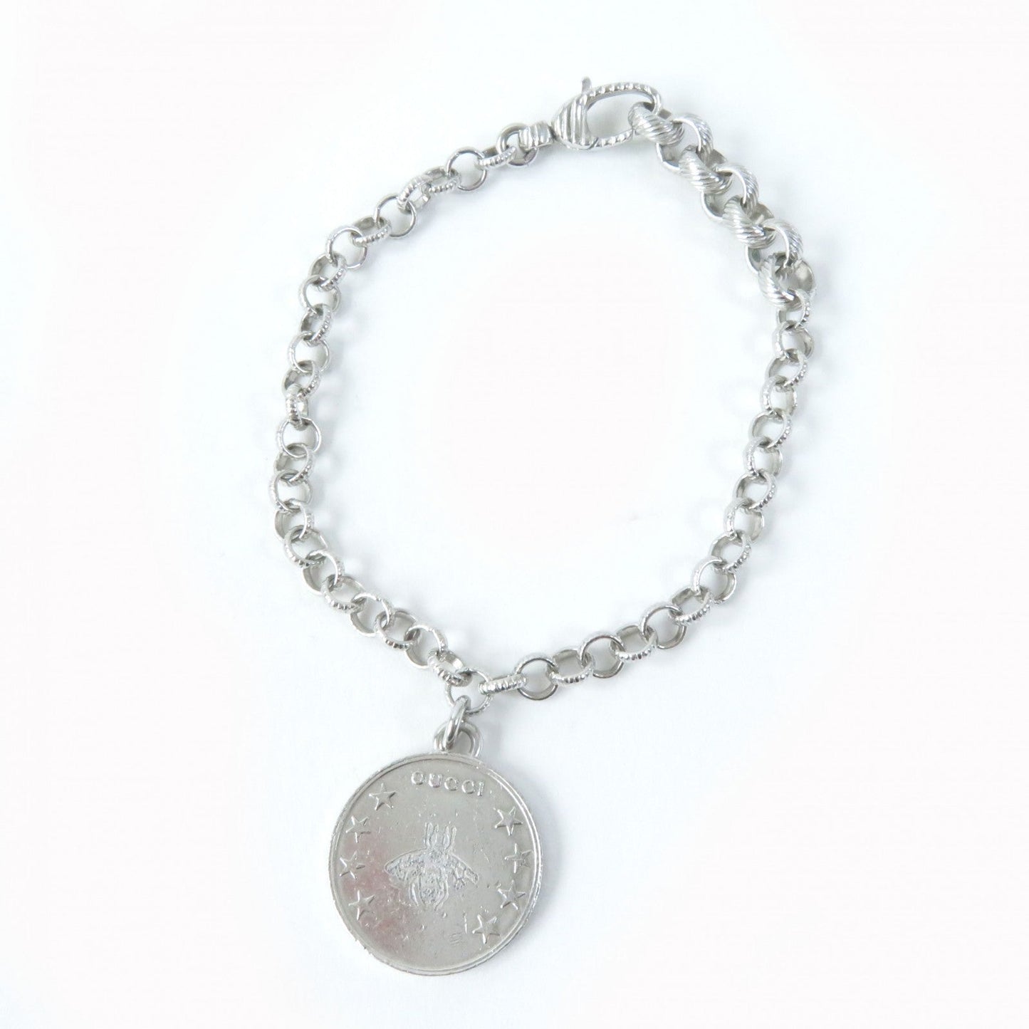 GUCCI bracelet 433499 Mainï¿½FAG925 Silver Interlocking G BEE Coin Women 18