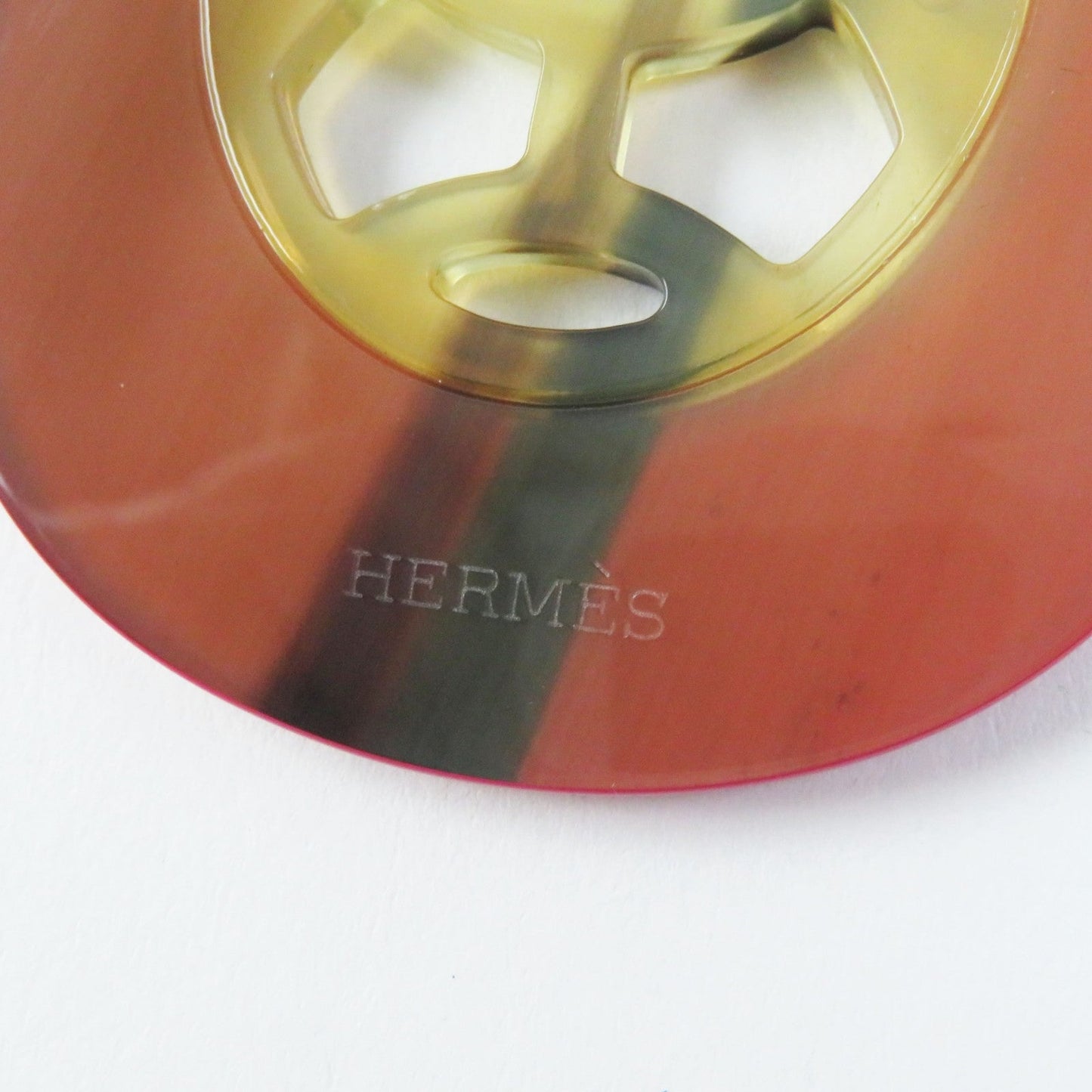 HERMES Necklace Buffalo horn, lacquer, leather pink Lift GM Women