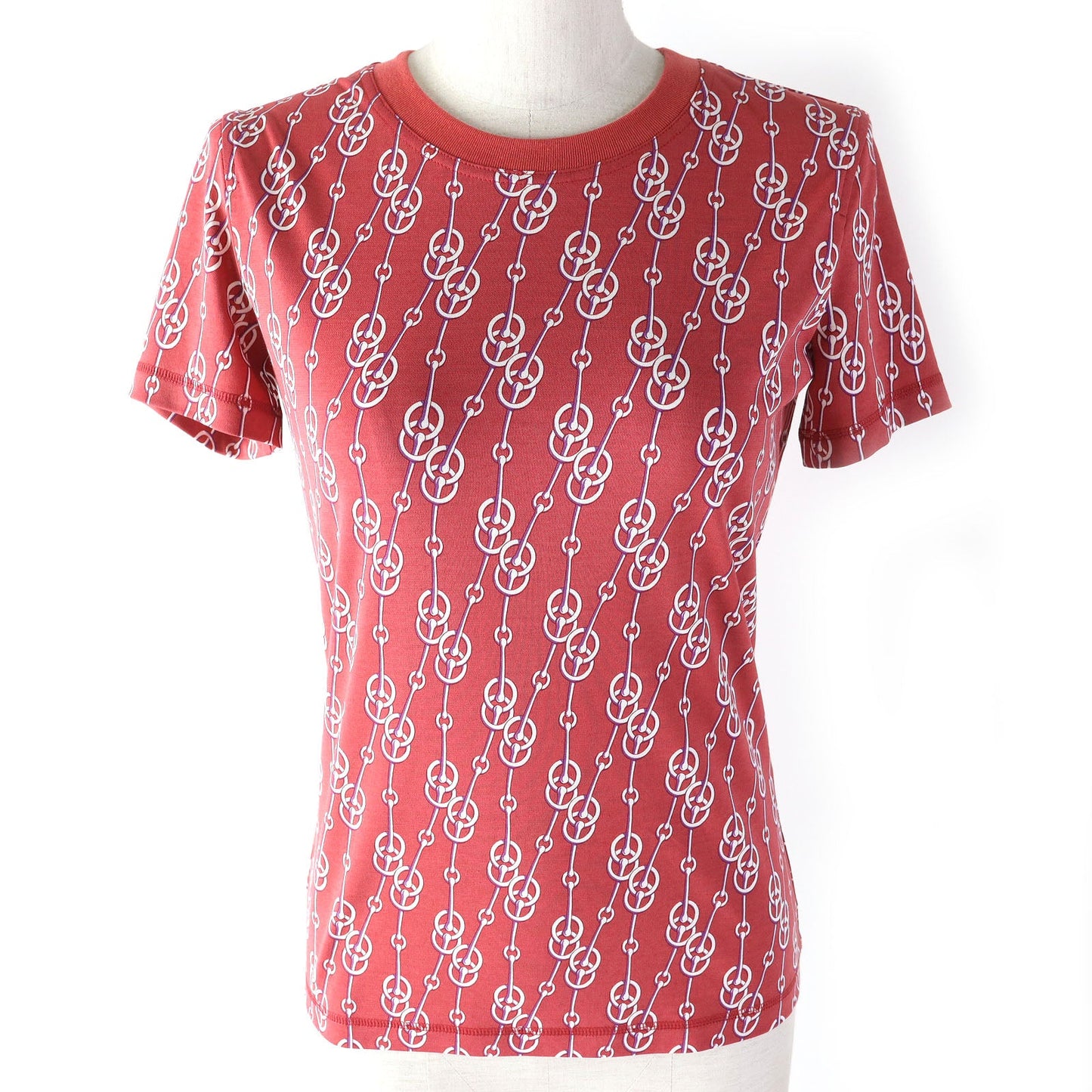 HERMES Short sleeve T-shirt Main: 100% cotton, part: 97% cotton, part: 3% polyurethane Red type Women 34