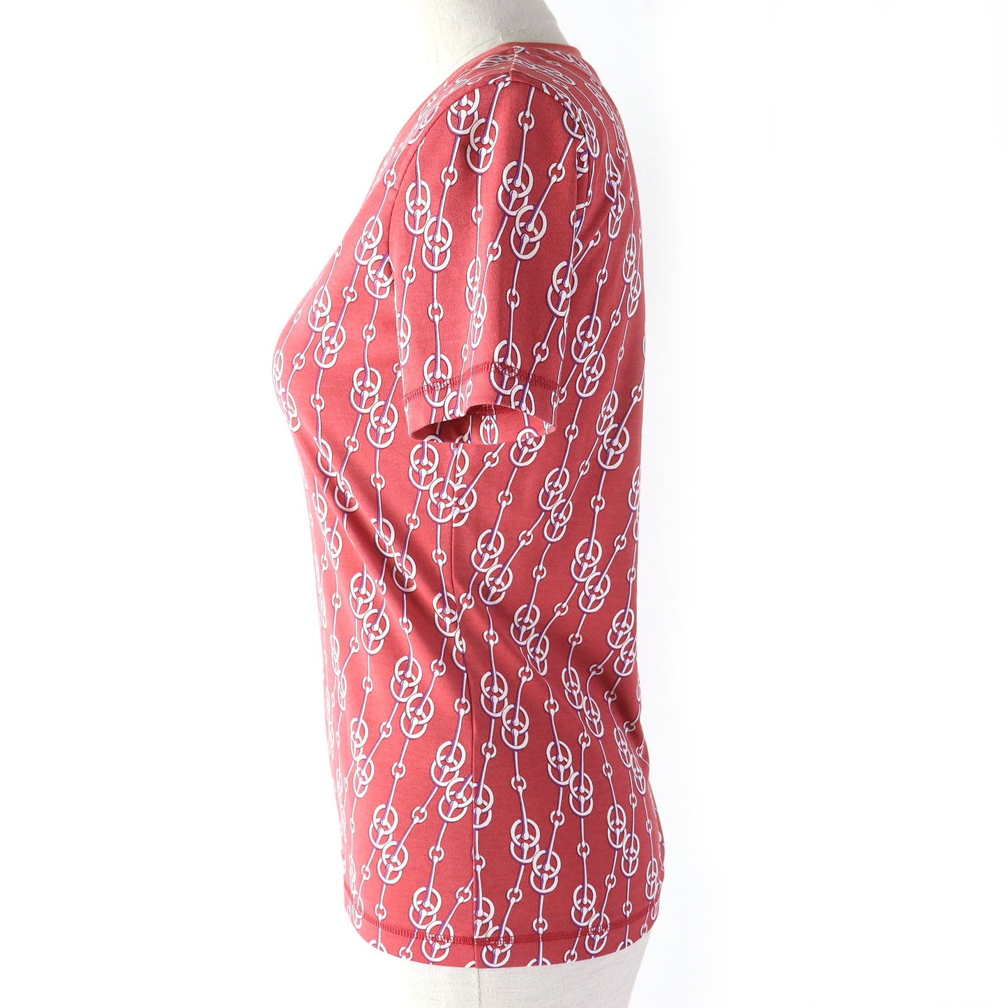 HERMES Short sleeve T-shirt Main: 100% cotton, part: 97% cotton, part: 3% polyurethane Red type Women 34