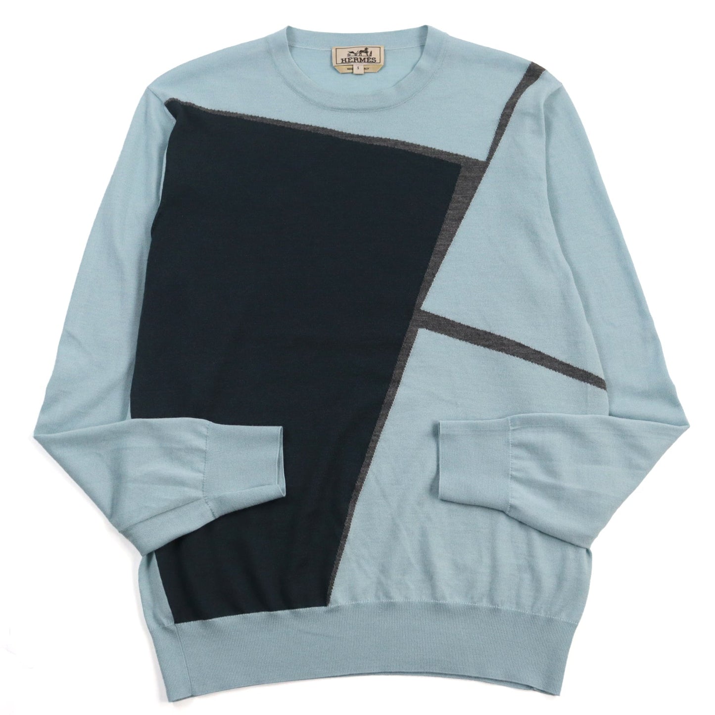 HERMES knit Main: 80% cashmere, Main: 20% silk Blue type mens S