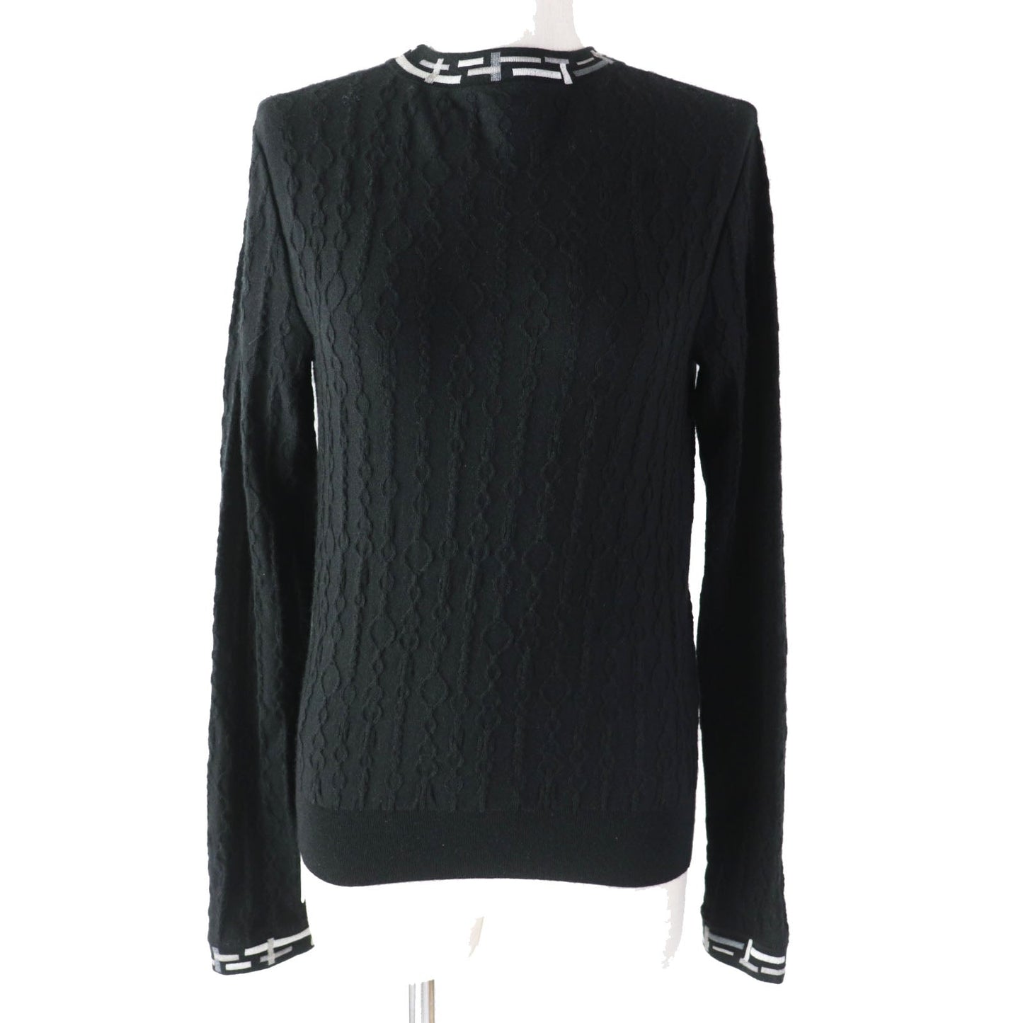 HERMES knit 3H2619DA Outer fabric: 46% cashmere, Outer fabric: 46% silk, Outer fabric: 7% nylon, Outer fabric: 2% polyurethane, Collar and cuffs: 50% silk, 42% cashmere, 6% nylon, 2% polyurethane black De Re Boucle Women 34