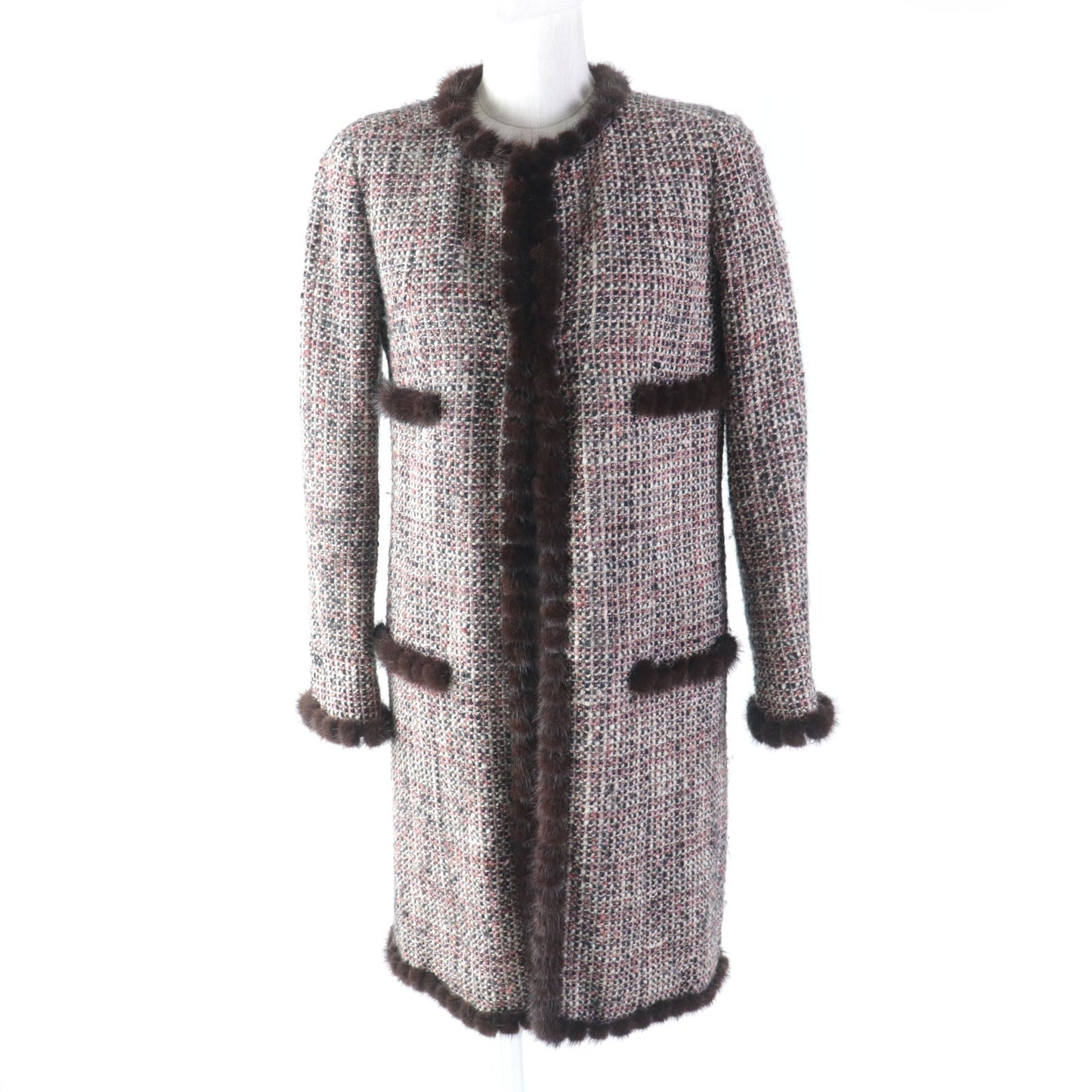 CHANEL coat 03A P21803 Outer: 94% wool, Outer: 3% mohair, Outer: 2% polyester, Outer: 1% nylon, Lining: 100% silk multicolor Women 34