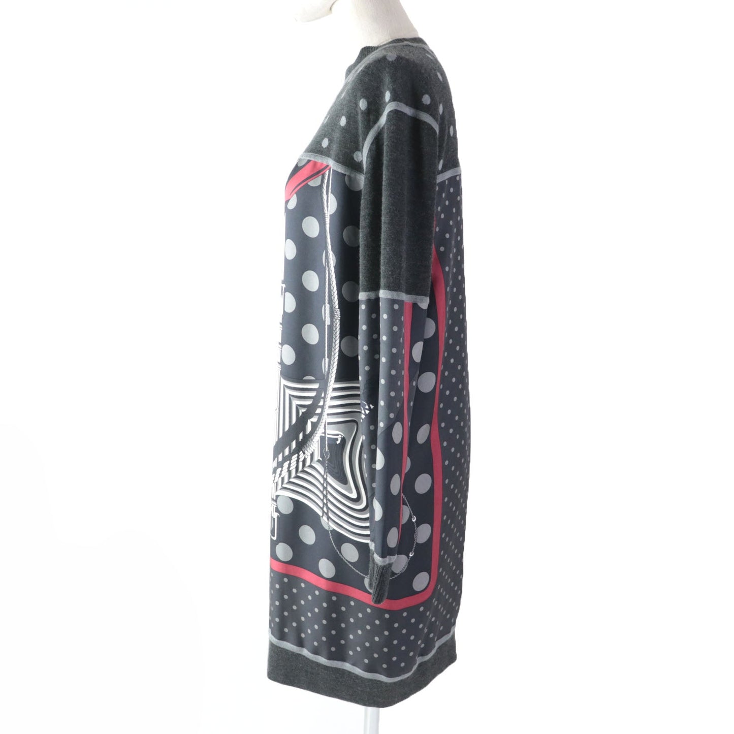 HERMES one piece silk gray Clic Clac a Pois Clic Clac 34