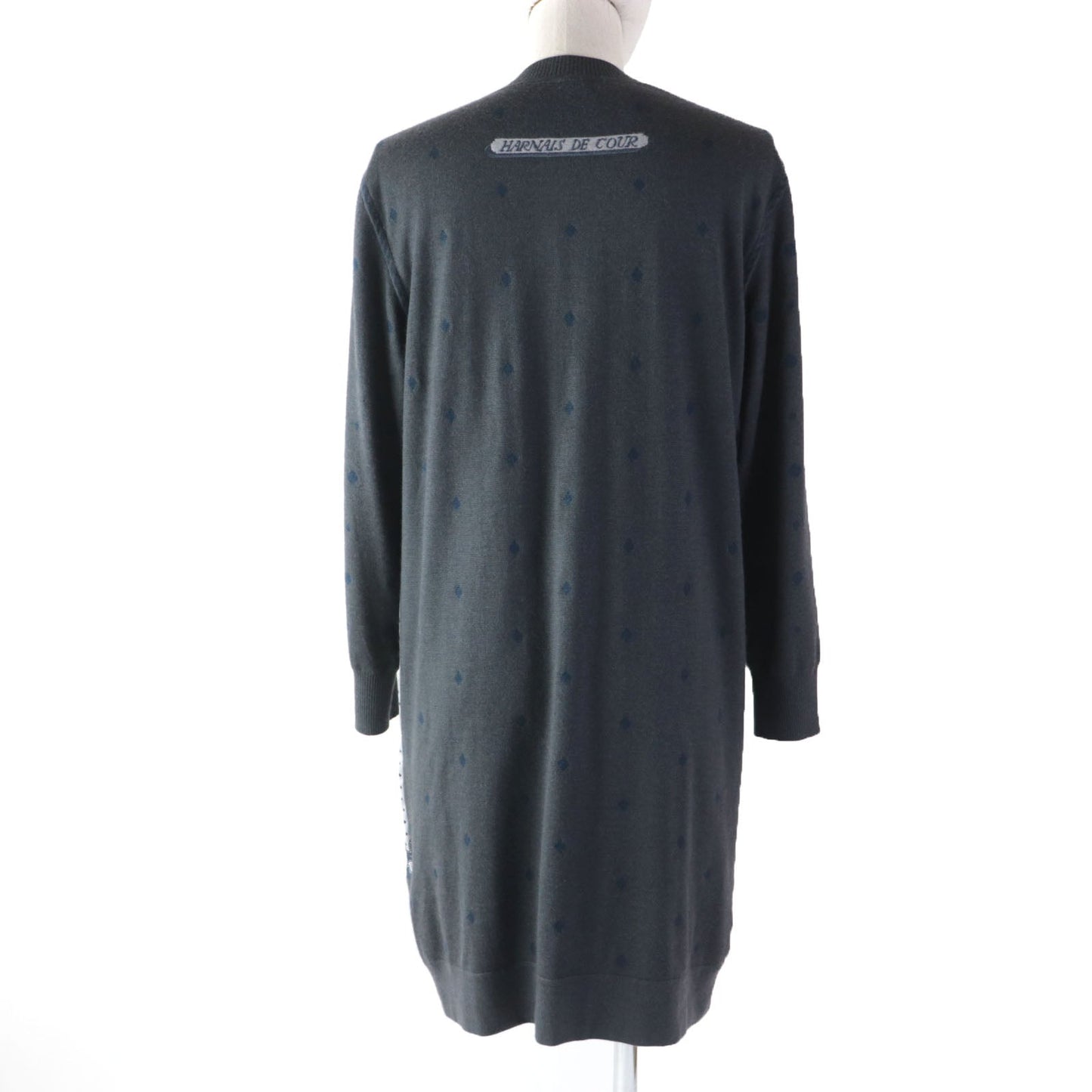 HERMES one piece 2H2825DS Main: 100% silk, Main: 50% cashmere, Main: 50% silk, Part: 48% cashmere, Part: 48% silk, : 3% nylon, 1% polyurethane, Embroidery: 100% polyester gray HARNAIS DE COUR Court harness Women 34
