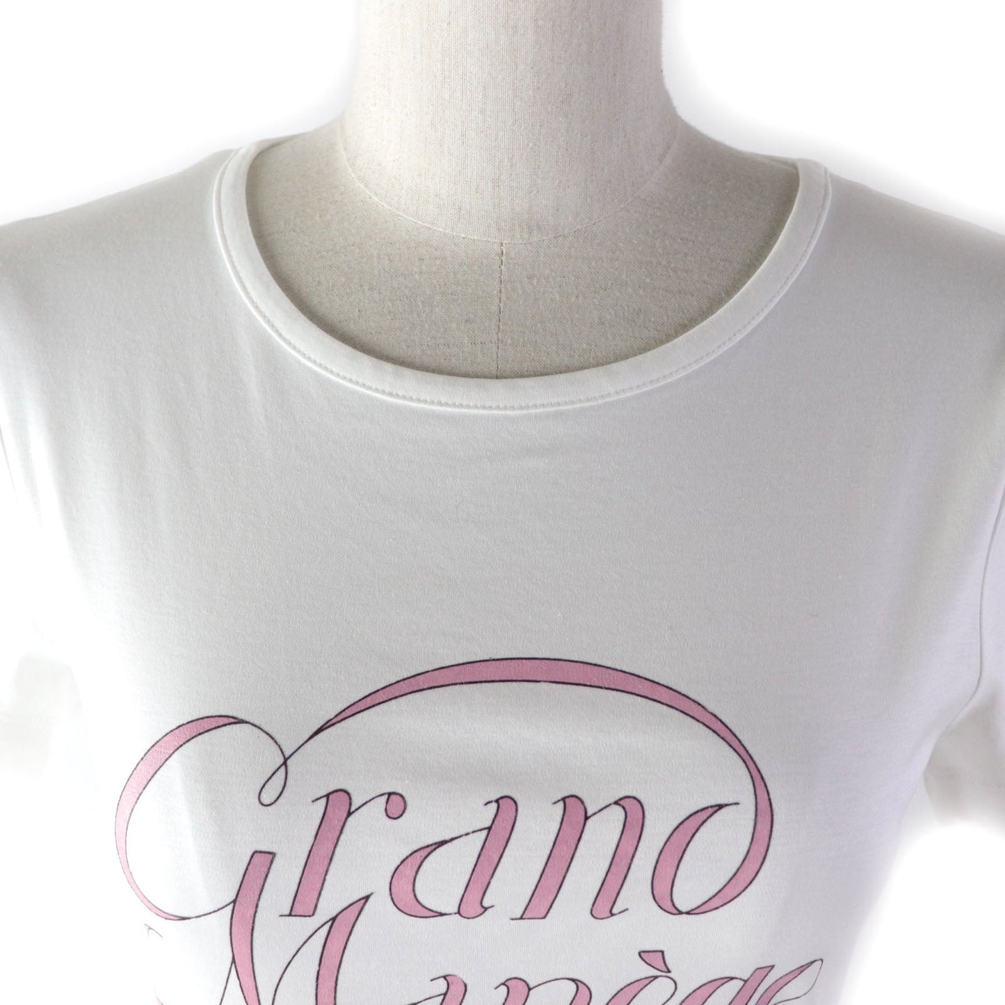 HERMES Short sleeve T-shirt Main: 100% cotton White pink GRAND MANAGE Women 34