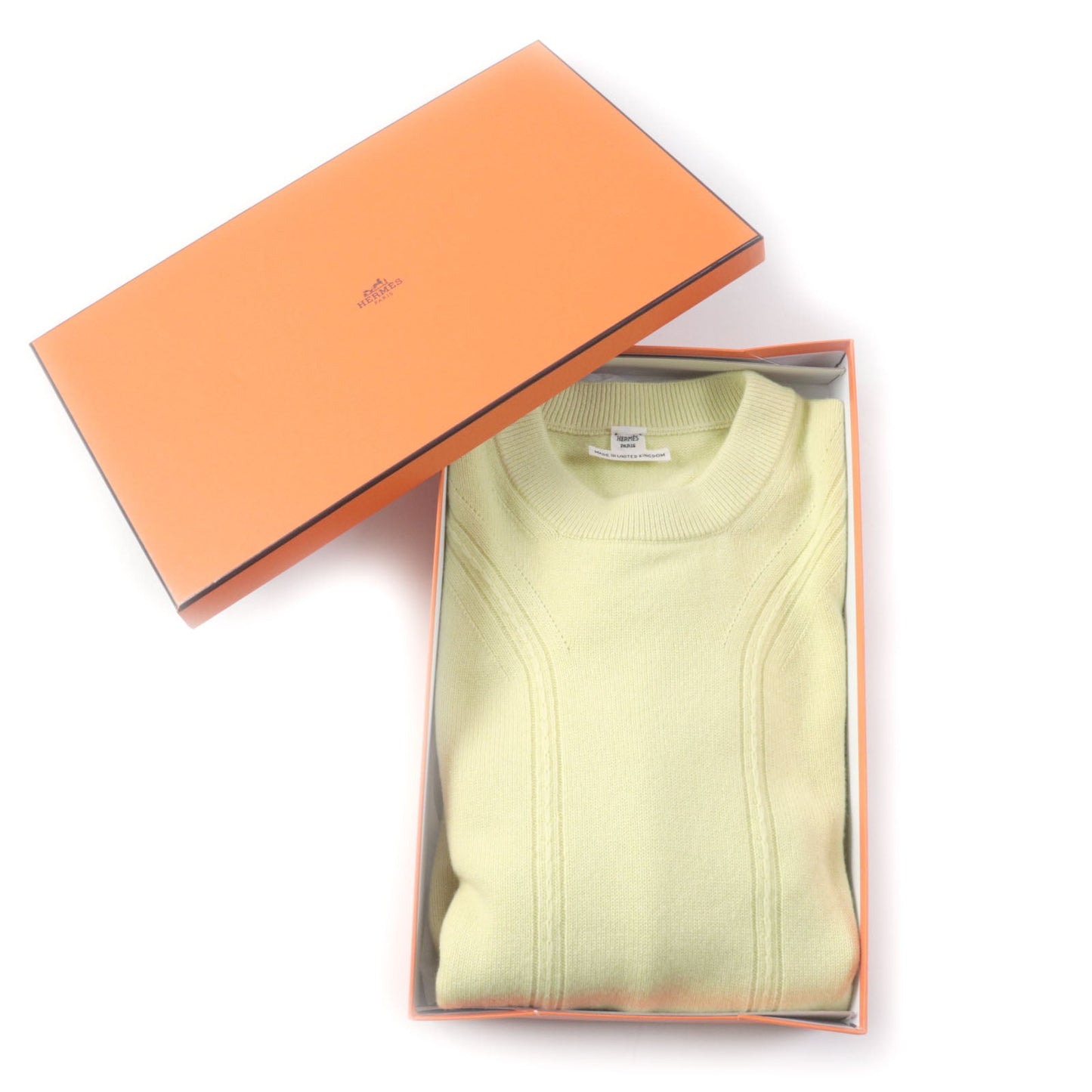 HERMES knit Main: 100% cashmere yellow Women 34