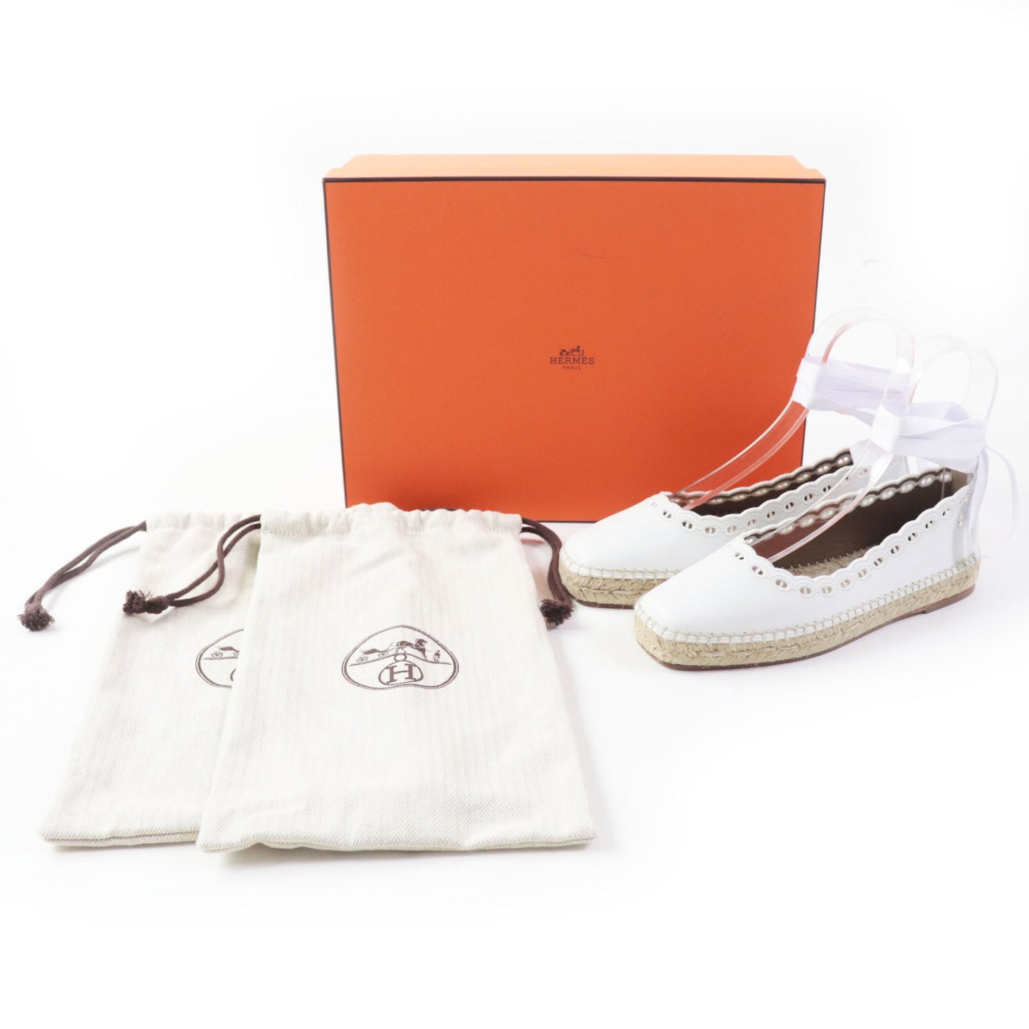 HERMES Leather shoes Main: Leather white Guapa Women 36