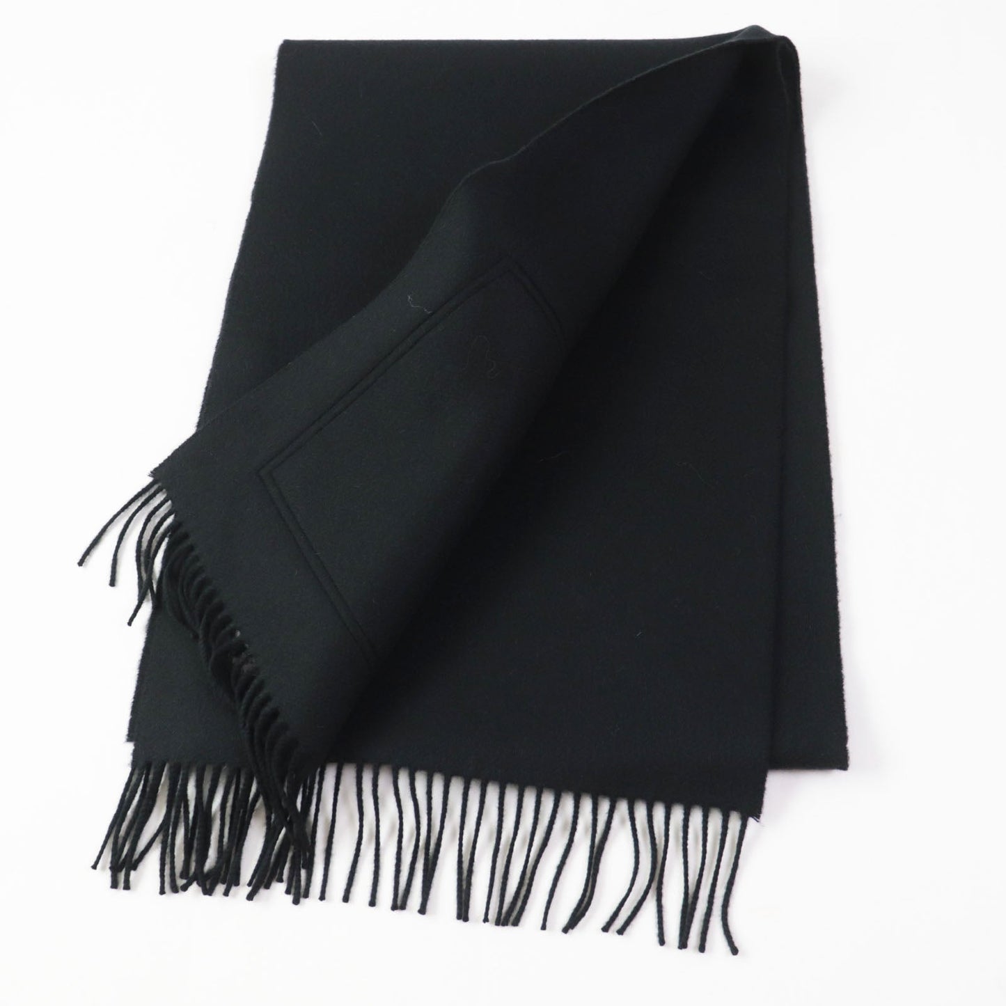 HERMES Scarf Main: 100% cashmere, Lining: 100% silk, Leather part: sheepskin black Escharp Pocket Silk In Women