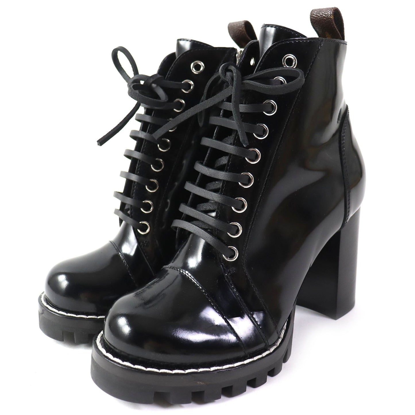 LOUIS VUITTON short boots Main: Patent black Star trail line Women 36