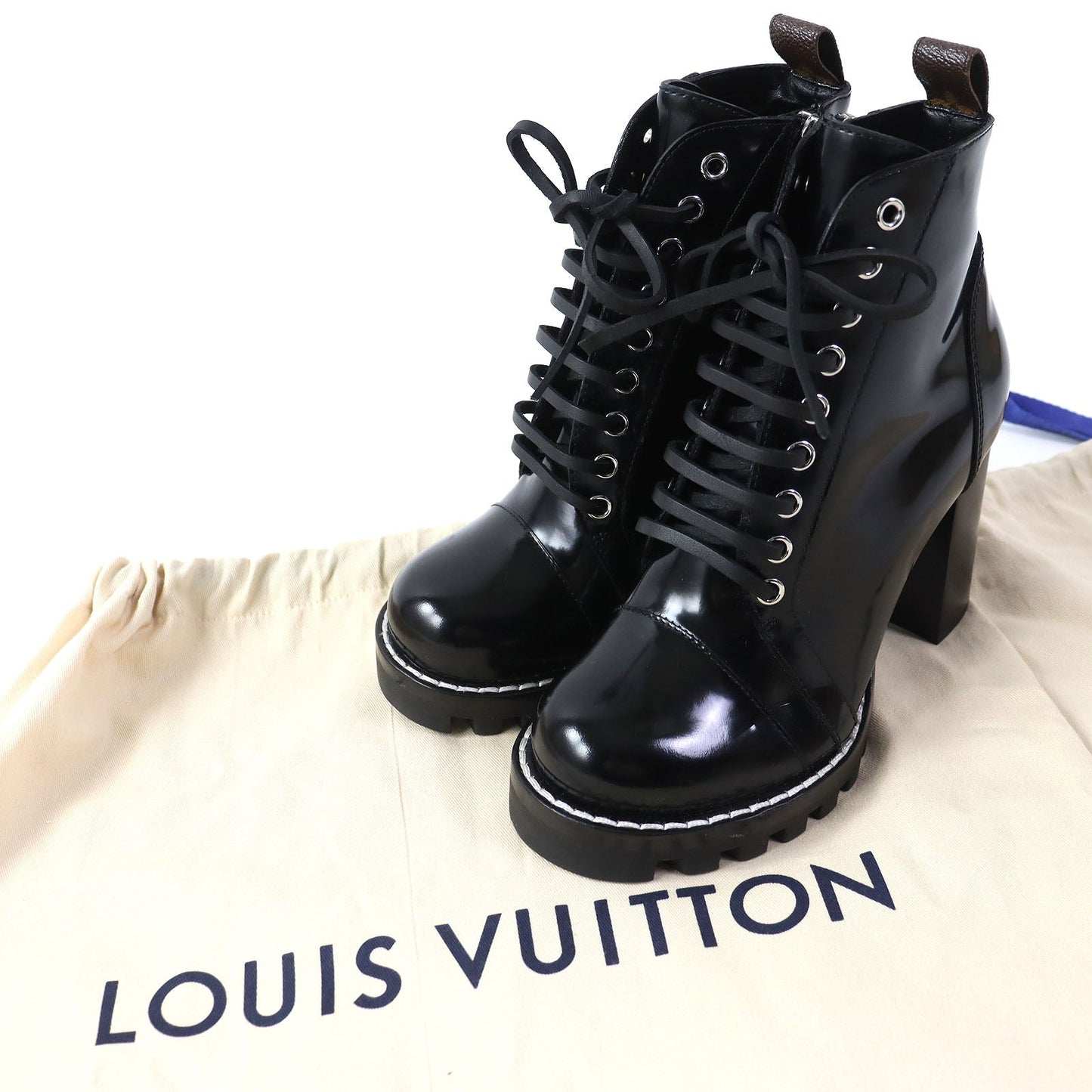 LOUIS VUITTON short boots Main: Patent black Star trail line Women 36