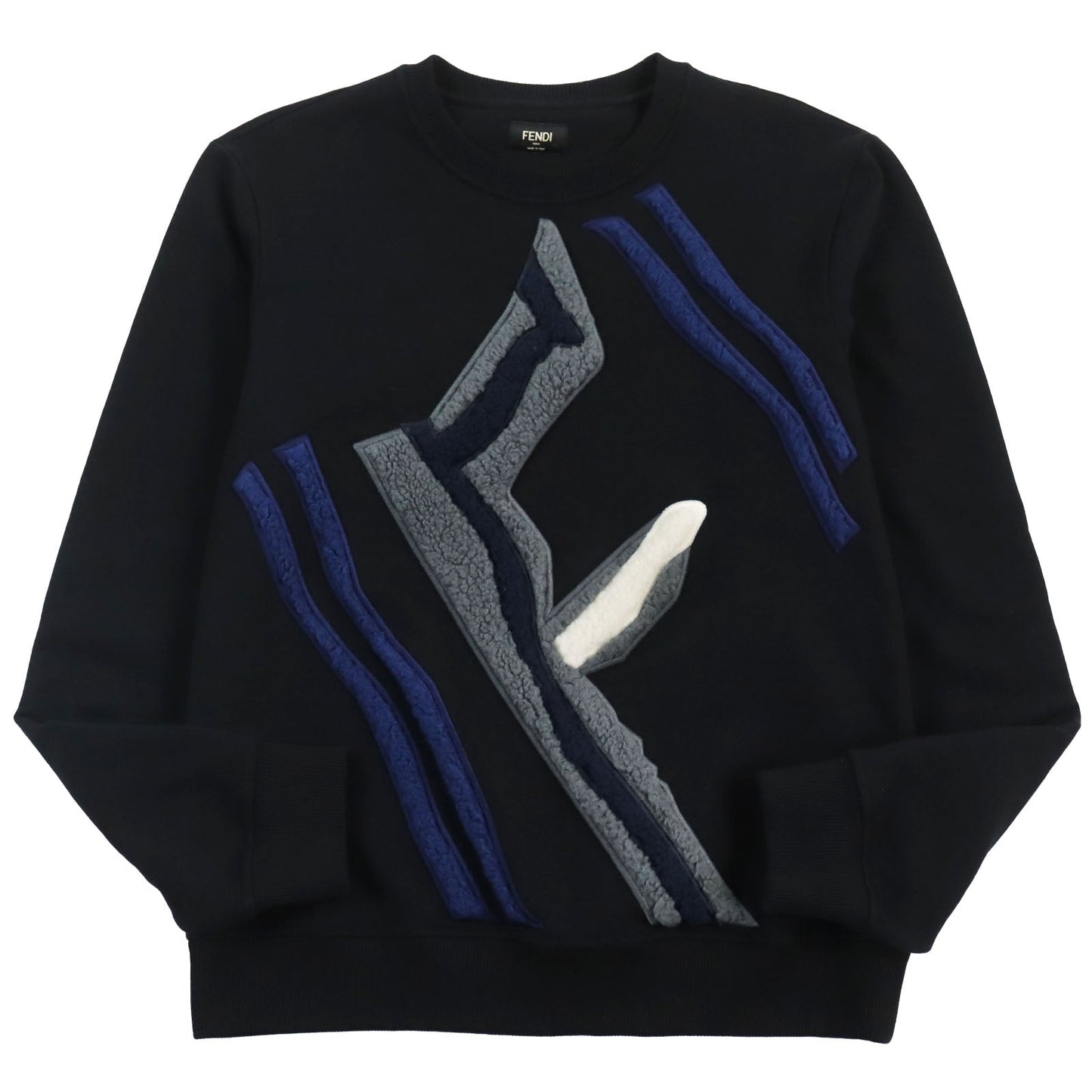 FENDI sweat FY0178 Main: 100% cotton, Part: 97% cotton, Part: 3% polyurethane, Part: 48% acrylic, 39% wool, 13% silk black mens M