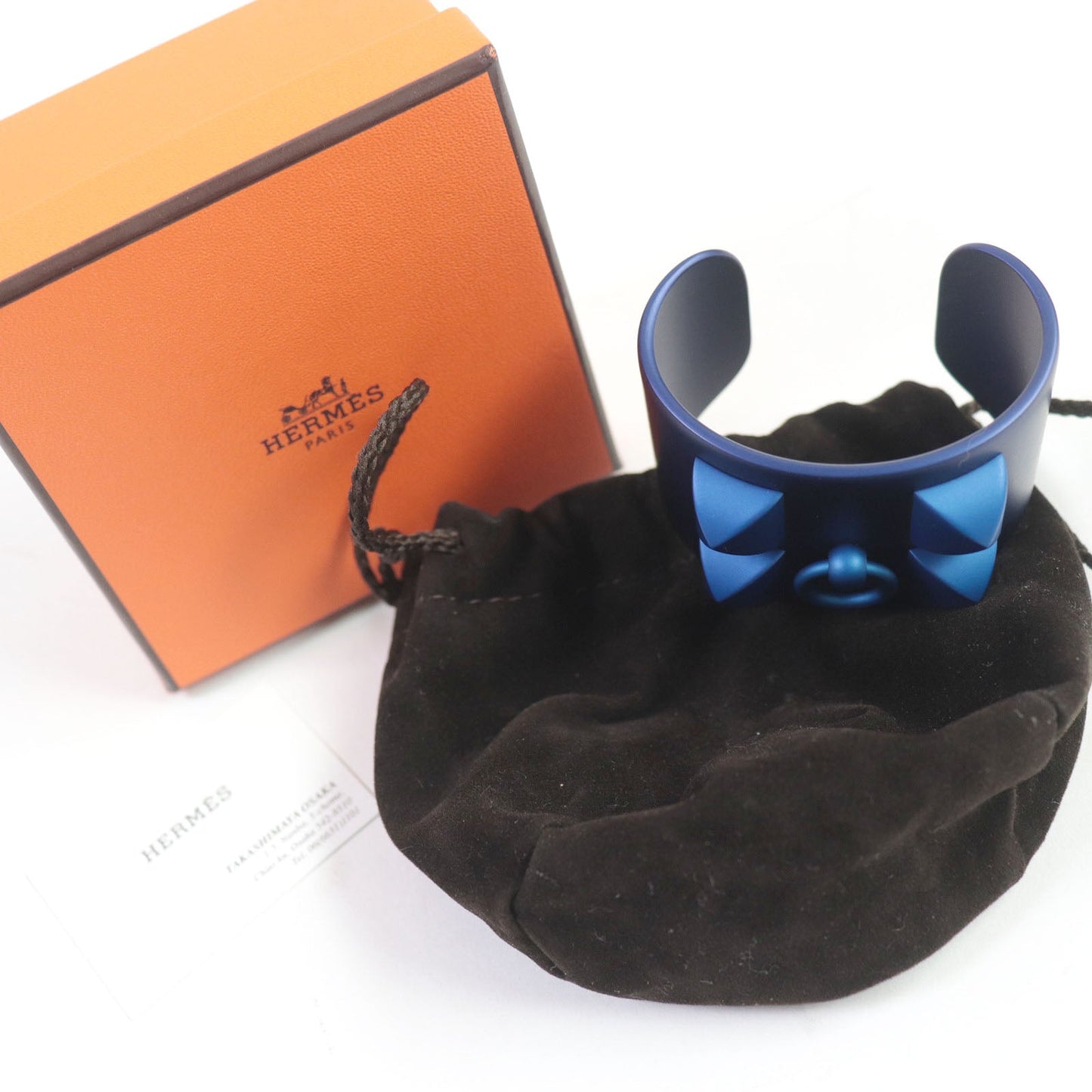 HERMES Bangle Sunset aluminum blue collier de chien bracelet Women
