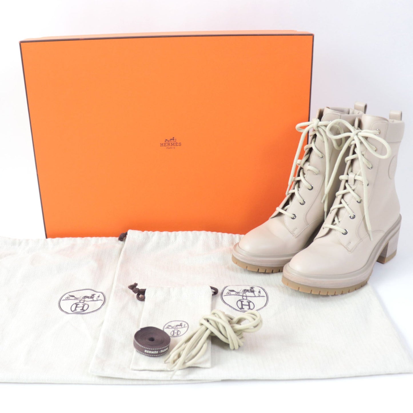 HERMES Ankle boots Main: Leather pink beige Women 37