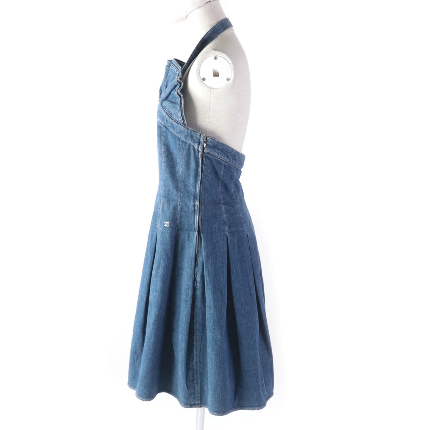 CHANEL one piece 07C P30000 Main: 98% cotton, Main: 2% polyurethane Indigo Women 40