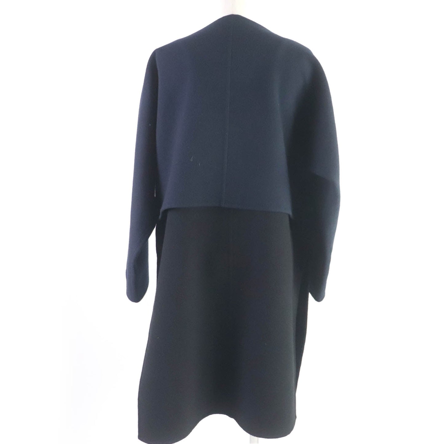 HERMES coat 2H0114DB Main: 100% cashmere, part: lamb leather Black navy Women 36