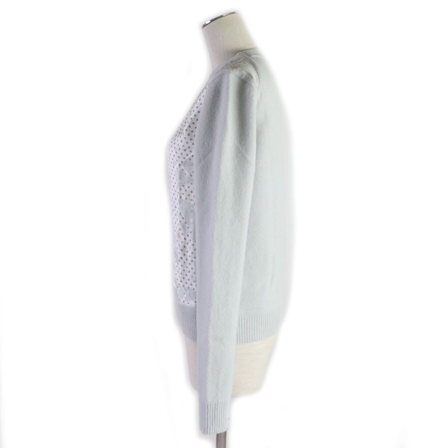 HERMES knit Printed part: 100% silk Knitted part: 68% wool, 29% cashmere, 3% nylon Ice blue Brides de Gala Women 34