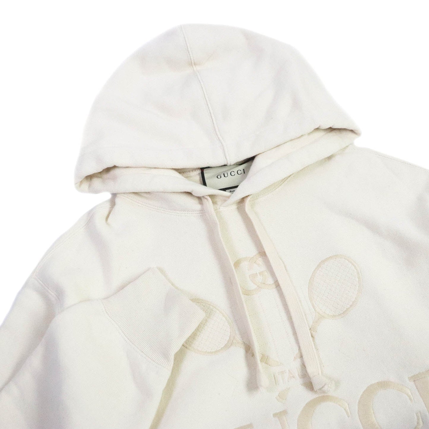 GUCCI Hoodie 560502 Main: 100% cotton, Part: 100% polyester Ivory TENNIS mens S