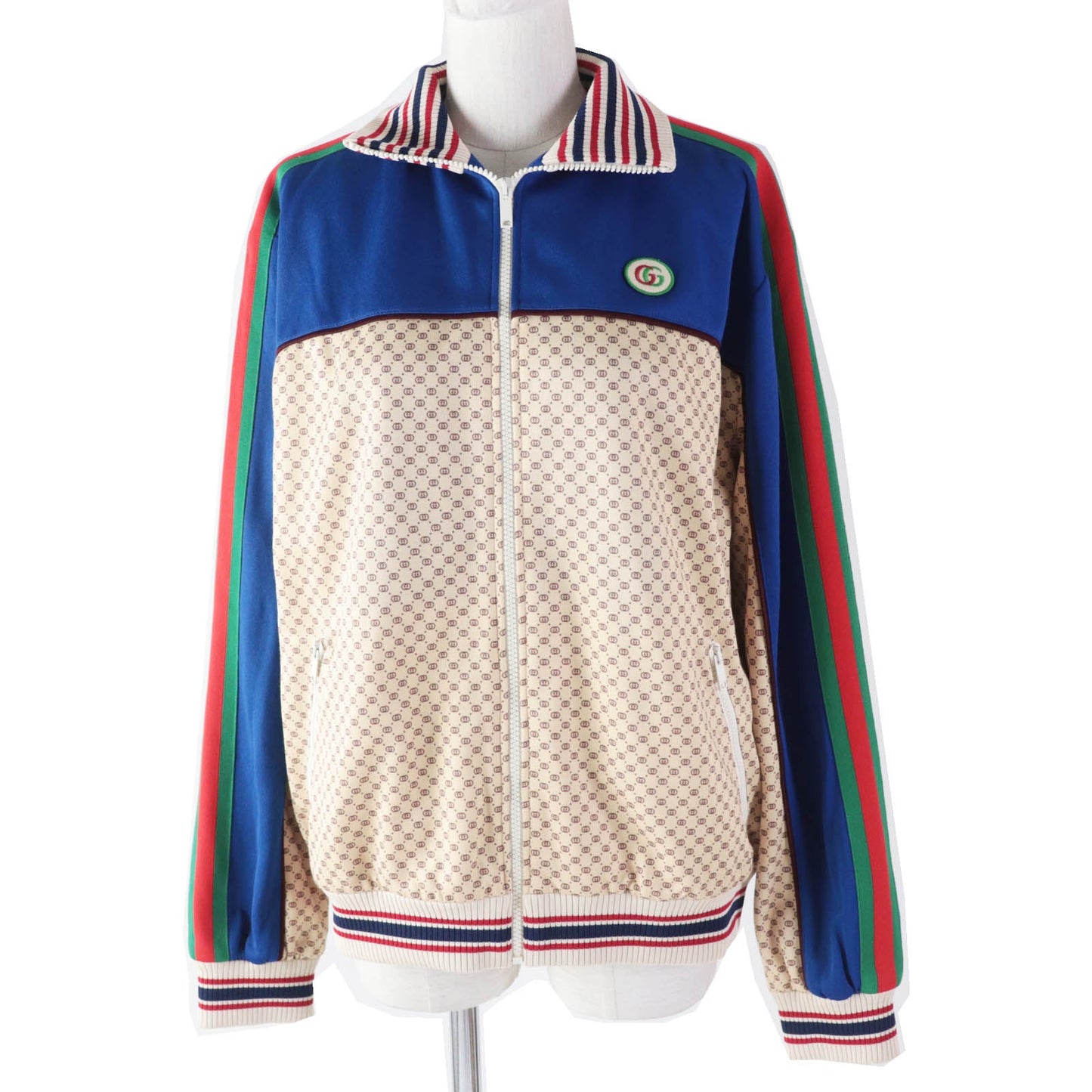 GUCCI Jacket 655196 Outer: 55% polyester, Outer: 45% cotton, Lining: 100% cotton, Part: 100% polyester, Trimming: 93% polyester, 5% nylon, 2% polyurethane, Trimming 2: 100% nylon Multi Interlocking G print jersey jacket Women M