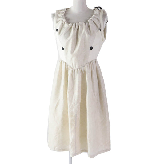 LOUIS VUITTON one piece 1AFCI6 Outer material: 52% silk, Outer material: 35% nylon, Outer material: 13% polyurethane, Lining: 100% silk beige Drawstring scuba dress Women 38
