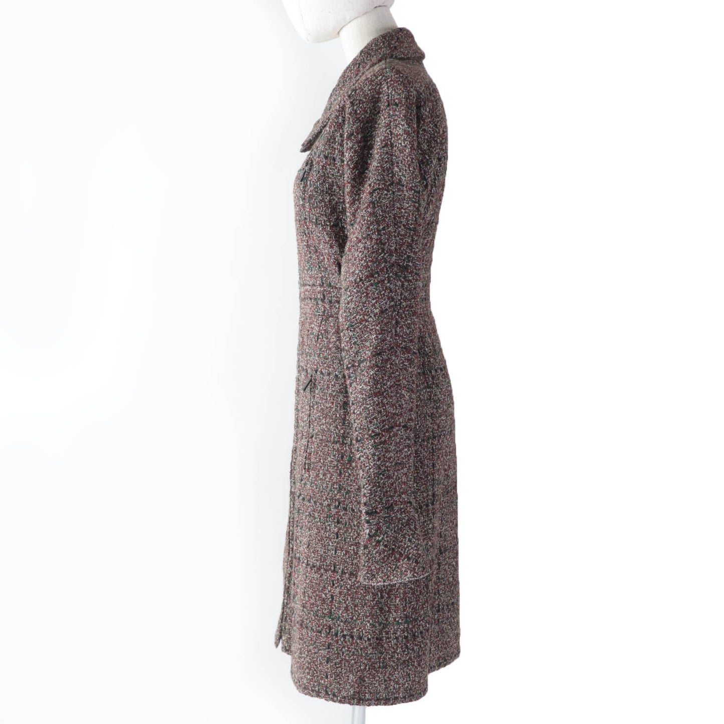 CHANEL A line coat P49823 Main: 43% wool, Main: 18% nylon, Main: 13% acrylic, Main: 13% polyester, Main: 13% rayon, Lining: 100% silk, Part: 100% silk multicolor Women 34