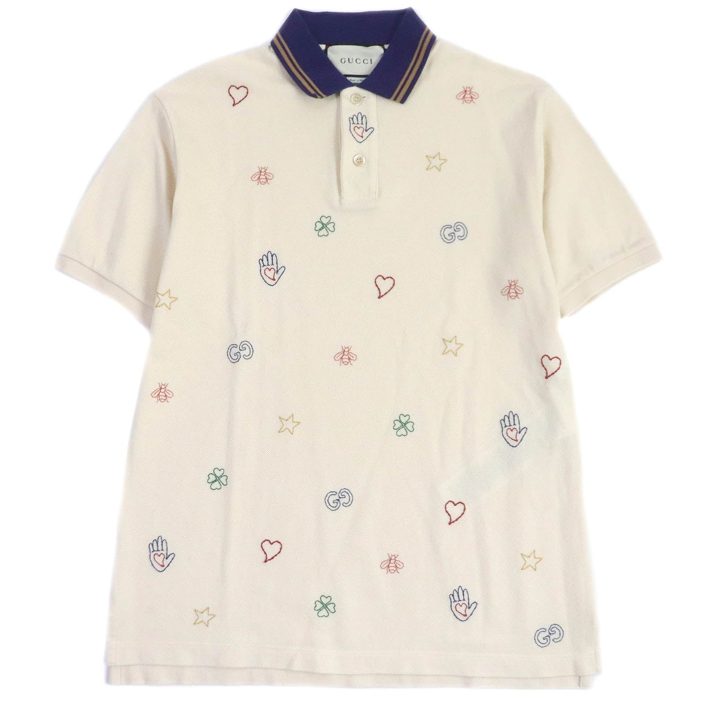GUCCI Short sleeve polo shirt 625320 Main: 97% cotton, Main: 3% polyurethane, Part: 100% cotton, Part: 100% polyester light beige mens XS