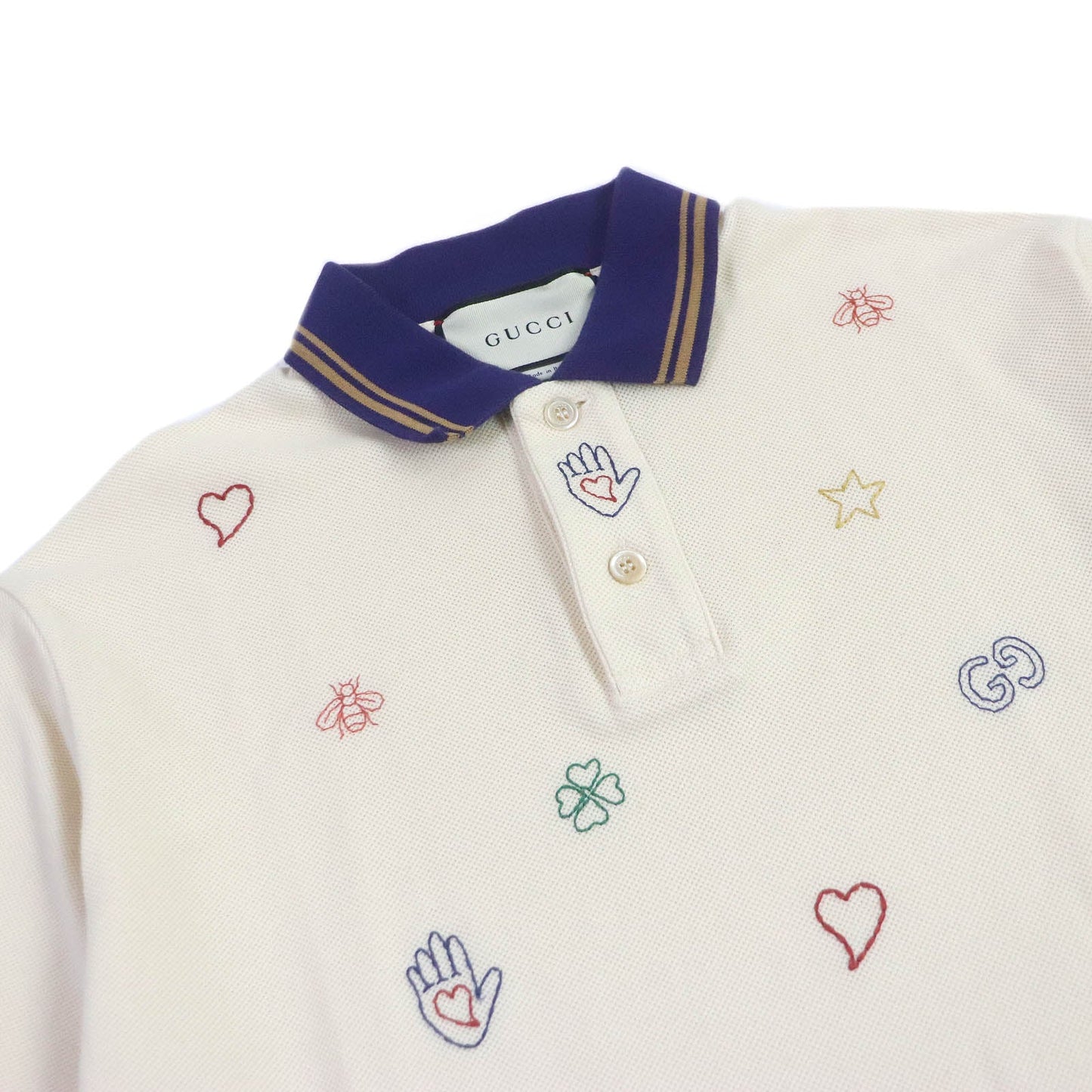 GUCCI Short sleeve polo shirt 625320 Main: 97% cotton, Main: 3% polyurethane, Part: 100% cotton, Part: 100% polyester light beige mens XS