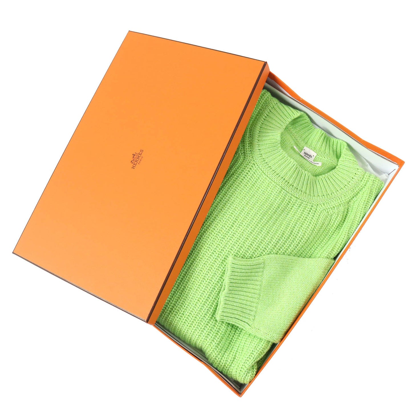 HERMES knit Main: 64% cashmere, Main: 36% cotton green Women 36