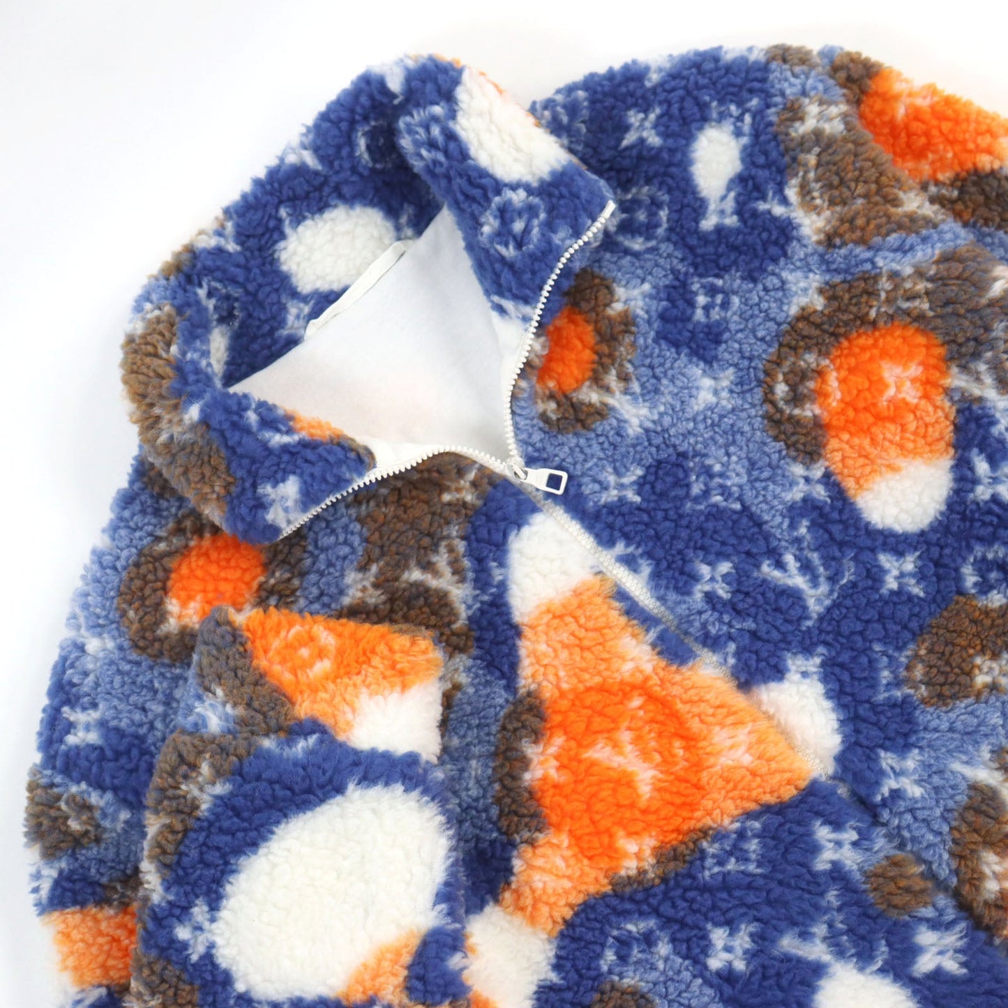 LOUIS VUITTON Blouson 1AAU8L Main: 88% polyester, Main: 12% wool Blue type Multicolor Jacquard Camo Fleece Blouson mens L