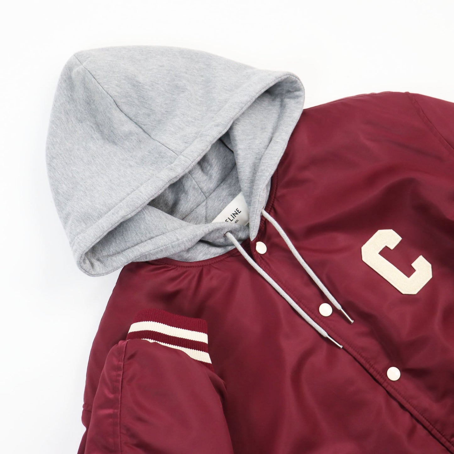 CELINE Blouson 2W15A227R Outer: 100% nylon, Lining: 100% cotton, Filling: 100% polyester, Part: 100% cotton Bordeaux Grey mens 52