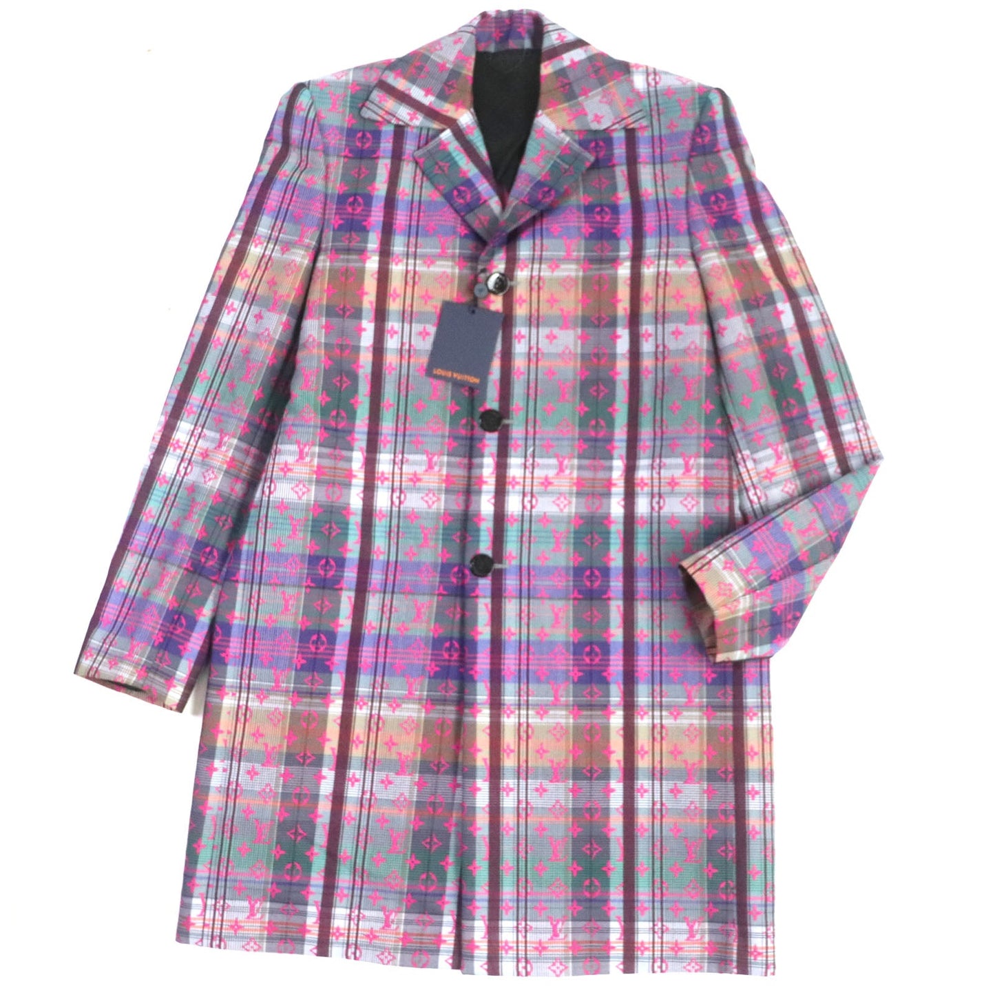 LOUIS VUITTON Chester coat Main: 65% wool, Main: 35% polyester, Lining: 30% cupra, Lining: 27% acetate, Lining: 24% rayon, : 19% cotton Pink multi mens 48