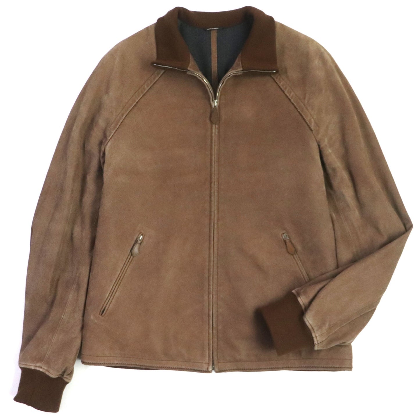 HERMES Blouson Main: Lamb leather, Part: Lamb leather, Lining: 100% wool, Lining: 100% rayon, Knitted part: 100% wool Brown mens 52